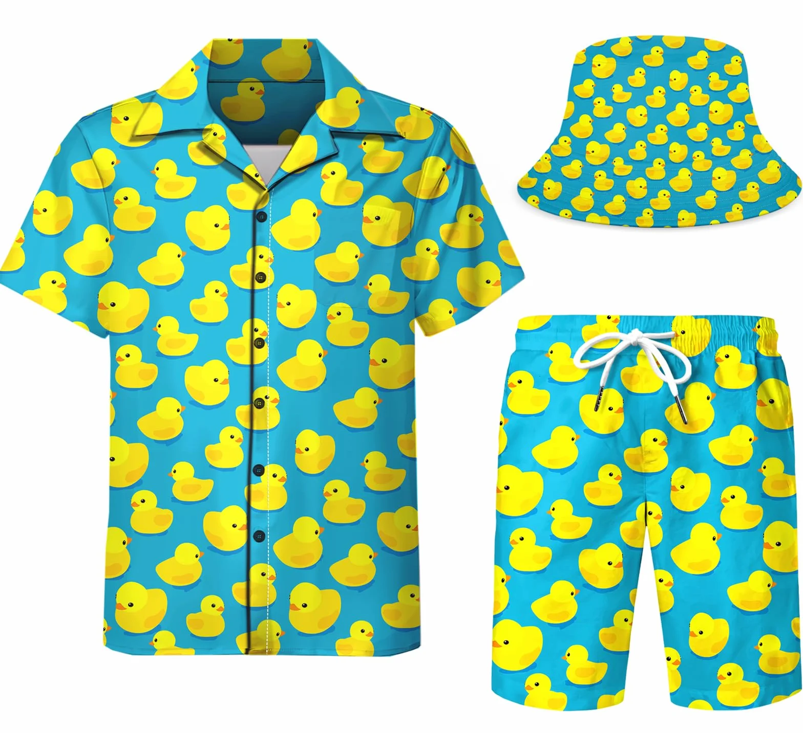 Chándal de Dos Piezas para Hombre, Camisas Hawaianas, Pantalones Cortos y Conjuntos Rave con Sombreros de Pescador