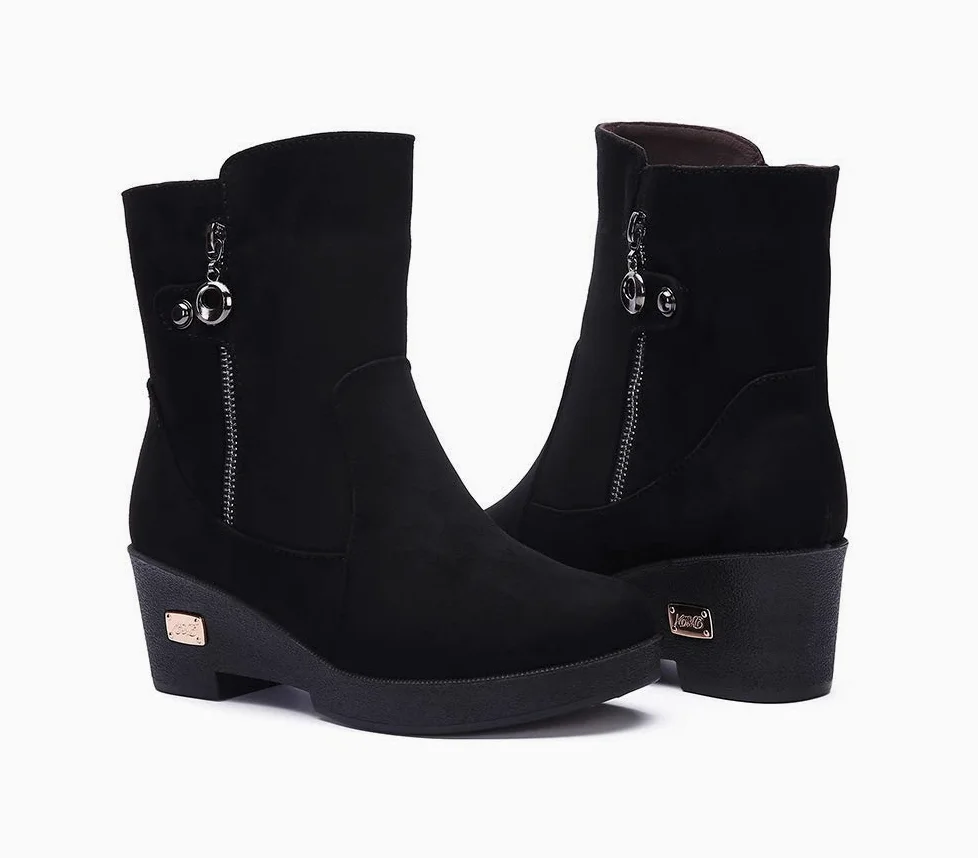 Gaatpot Botas para Invierno Mujer Botines con Tacón Cuña | Boots de Nieve, Zapatos para Cómodas y Calentitas Forrado, Elegantes