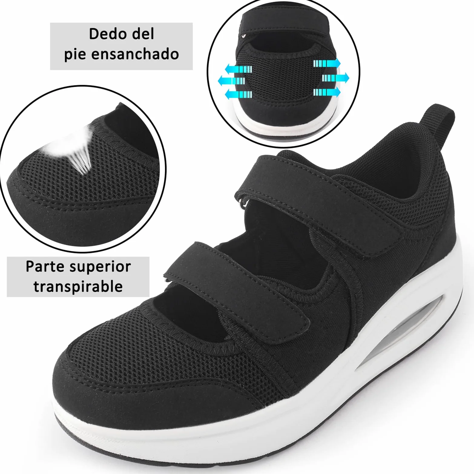 Git-up Transpirable Enfermera Zapatillas Mujer Antideslizante Ajustable Cómodo Correr Correr Casual Ortopédico Ligero Artritis Diabetes Fascitis Plantar Zapatos