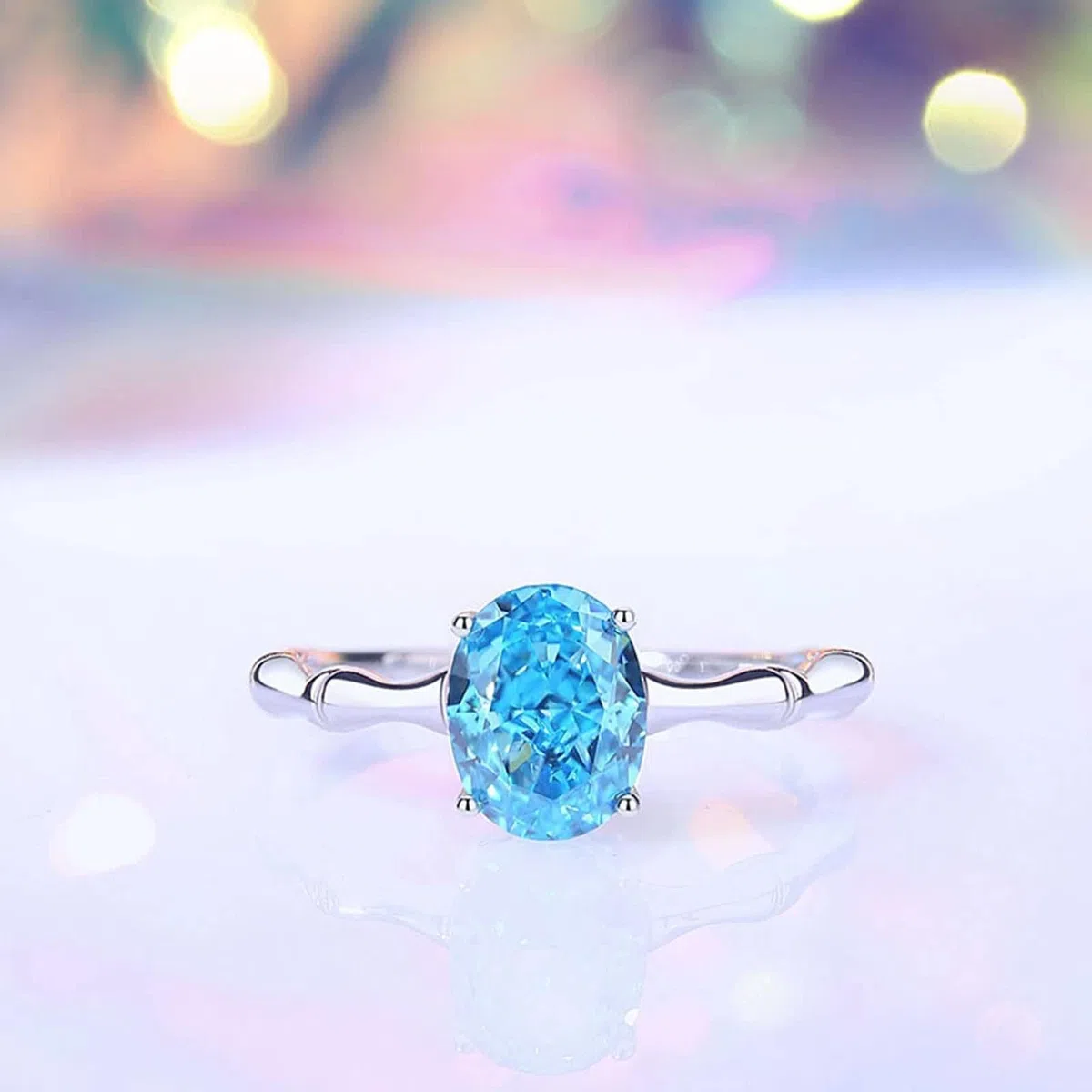 Alianzas de oro blanco, anillo de compromiso, oro auténtico, solitario, 2 ct, sin piedra, anillos de banda de oro para mujer