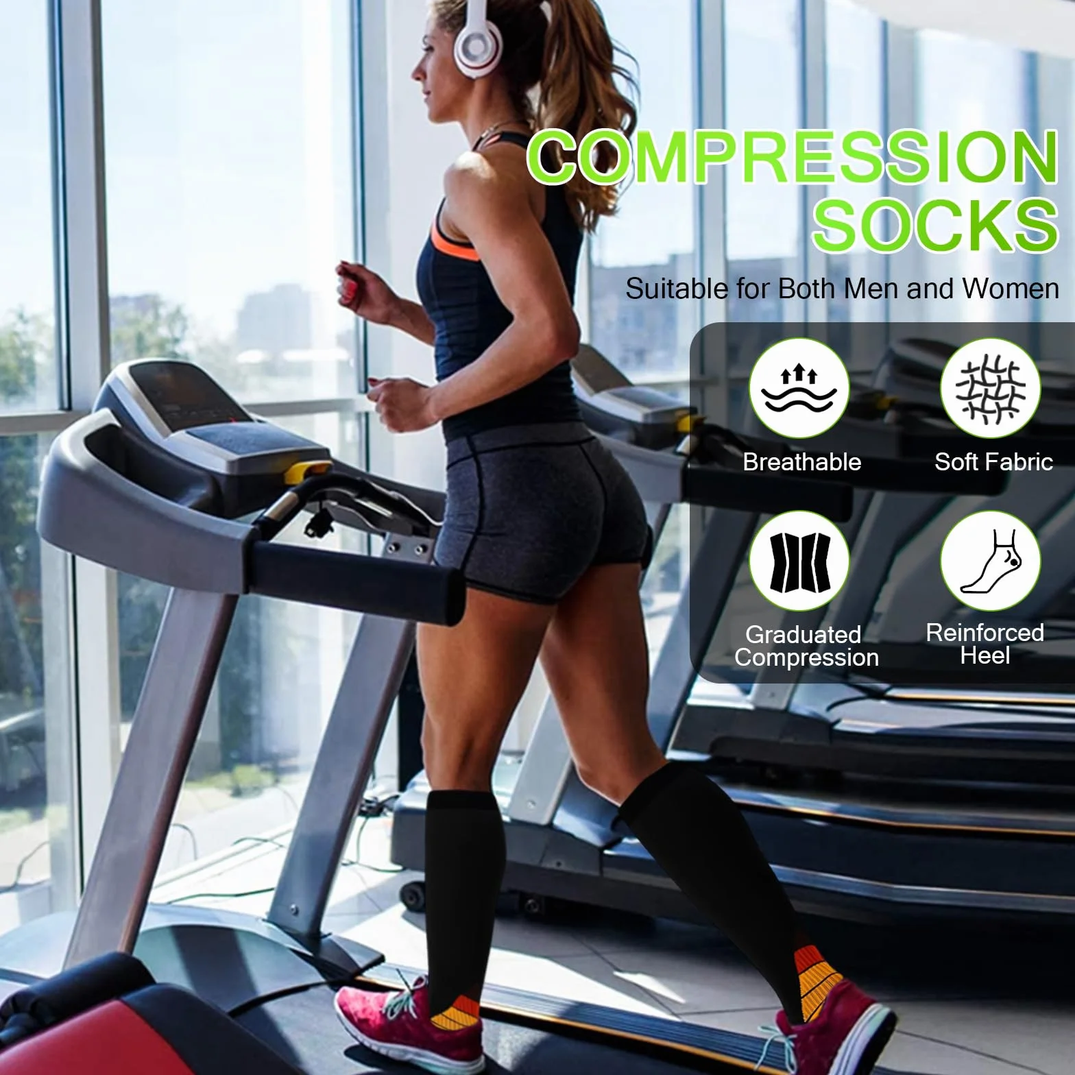 Medias de Compresión para Mujer y Hombre, Calcetines de Compresión para Varices, 6 Pares