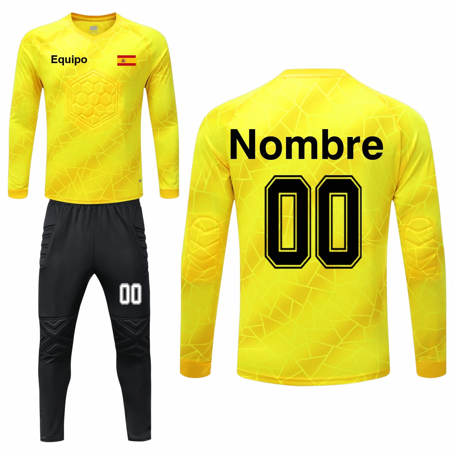 Camiseta de Portero Personalizado Niño Hombre con Tu Nombre y Número Equipación Portero Personalizada Ropa de Portero de Futbol