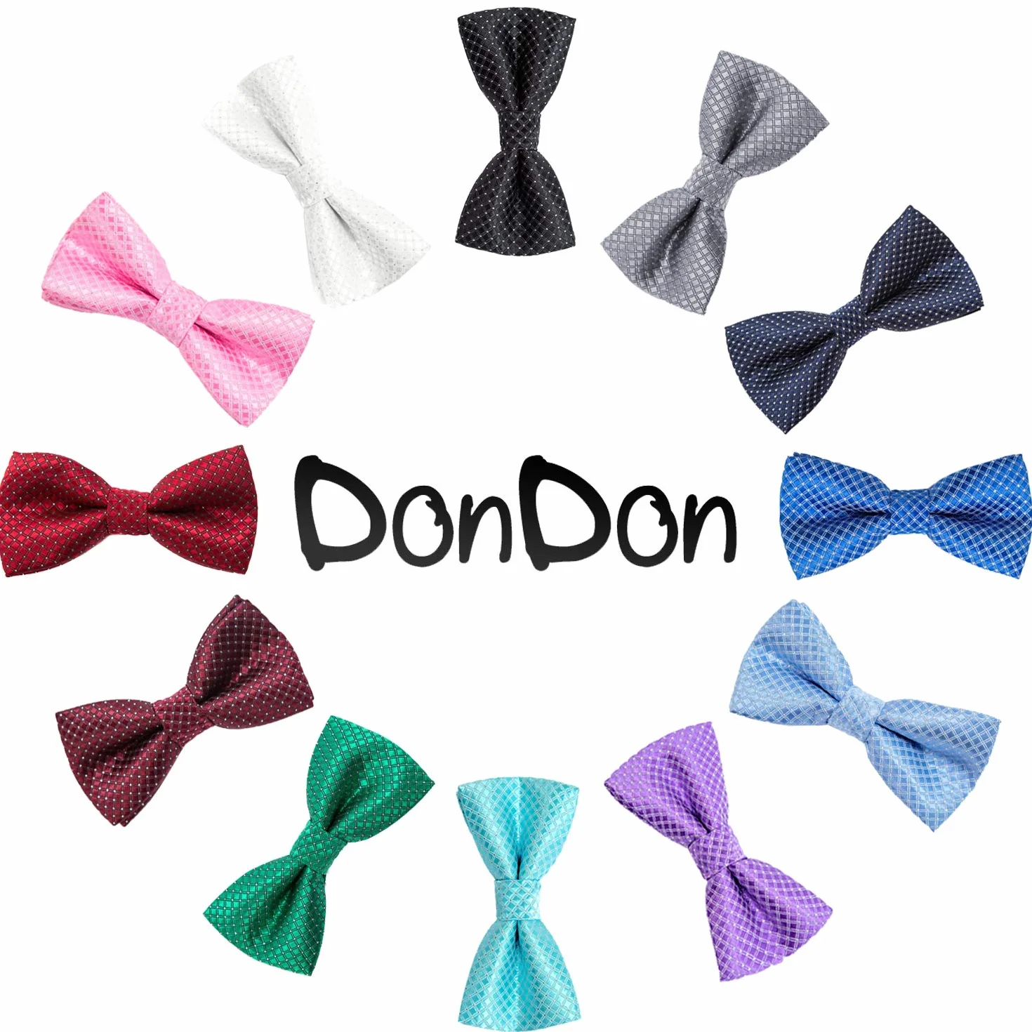DonDon pajarita noble para niños ajustable 9x4,5 cm azul brillada con argénteo puntos