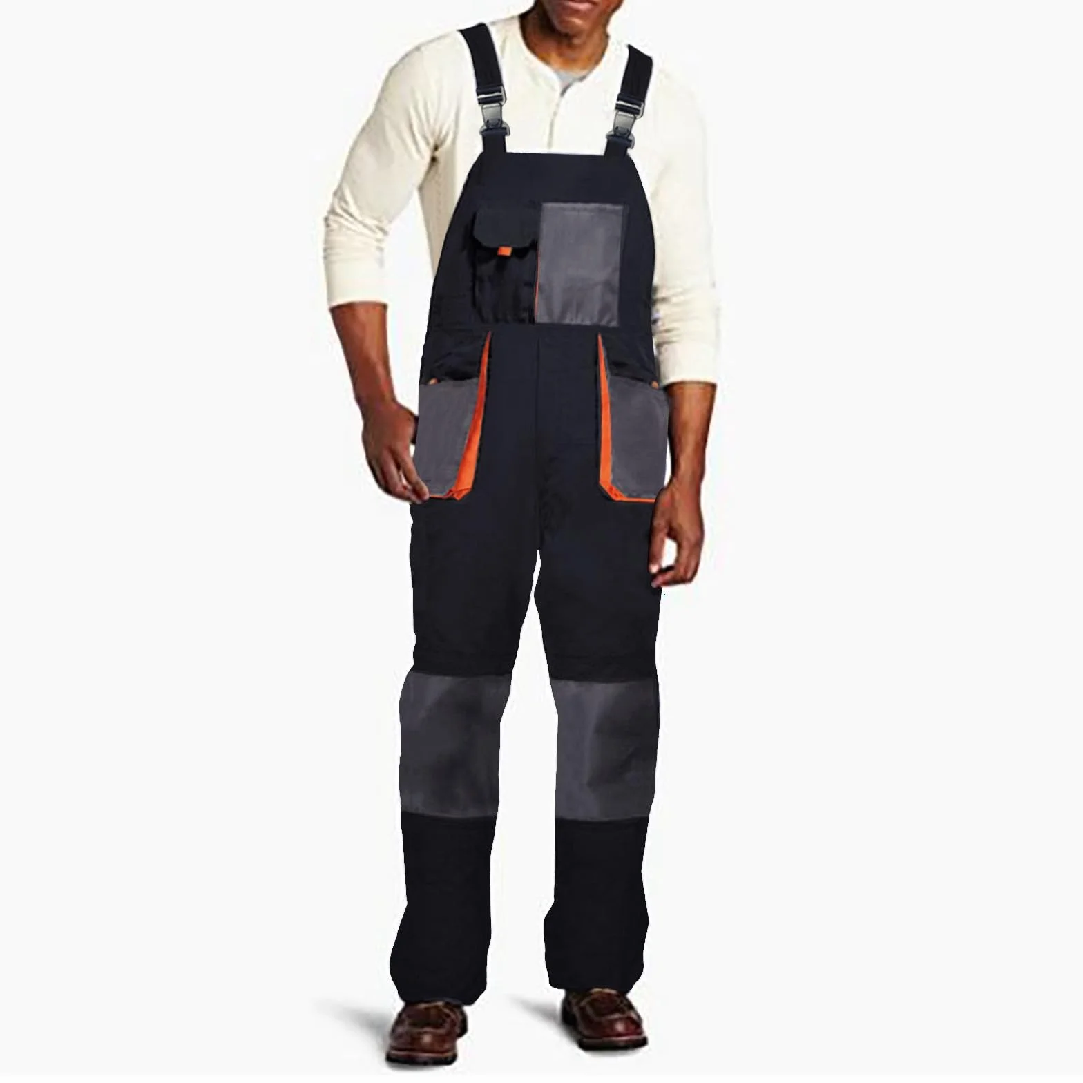Tirantes para hombre pantalones de trabajo con botones tallas grandes negro peto de trabajo