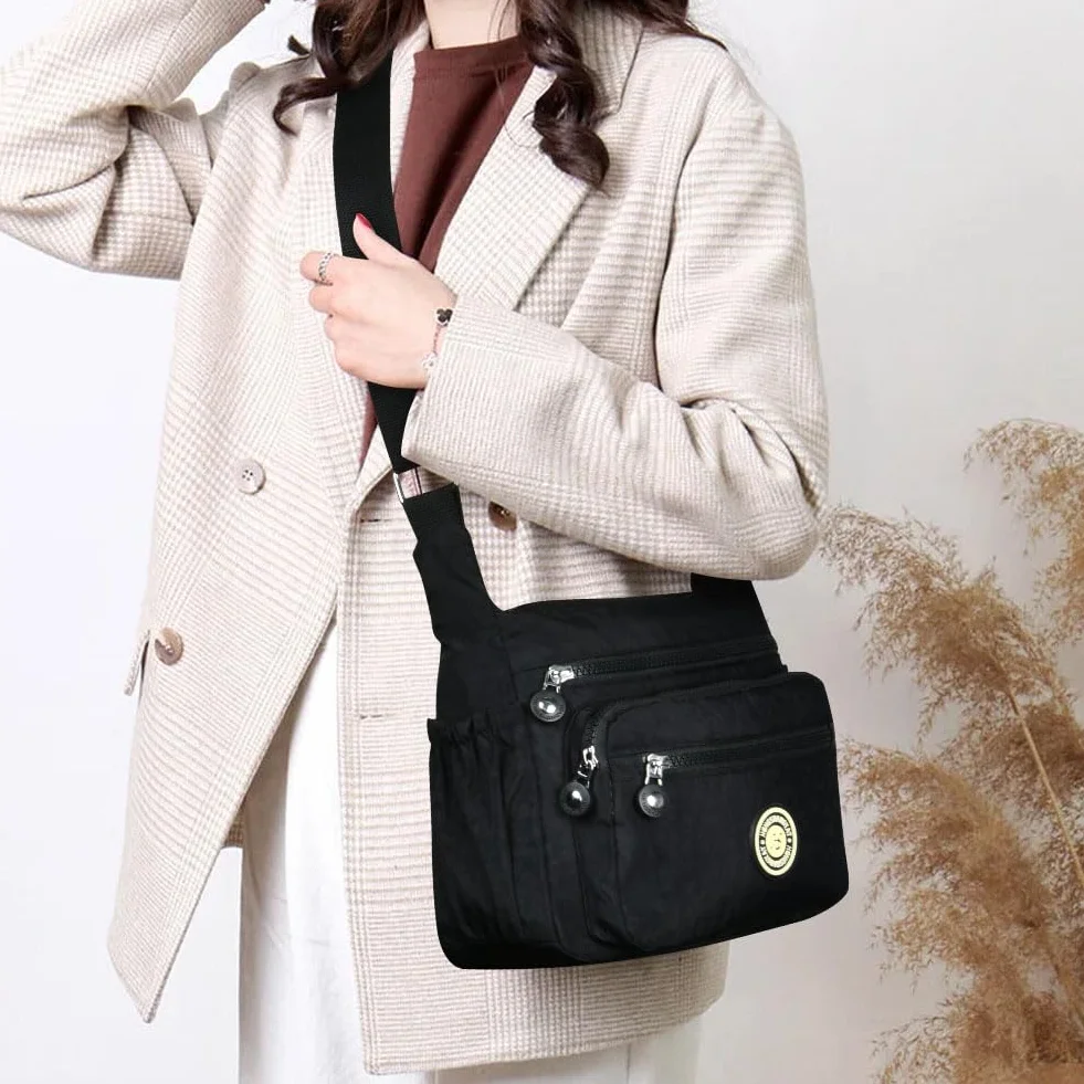 Aucuu Bolso Bandolera Mujer, Impermeable Nailon Crossbody Bolso, Grande Crossbody Bolsos con Correa Ajustable, Múltiples Bolsillo, para Viajar, Escuela, Compras, Trabajo