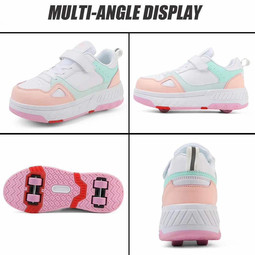 Zapatos con ruedas 2 en 1 para niños y adultos, zapatillas de skate multifuncionales