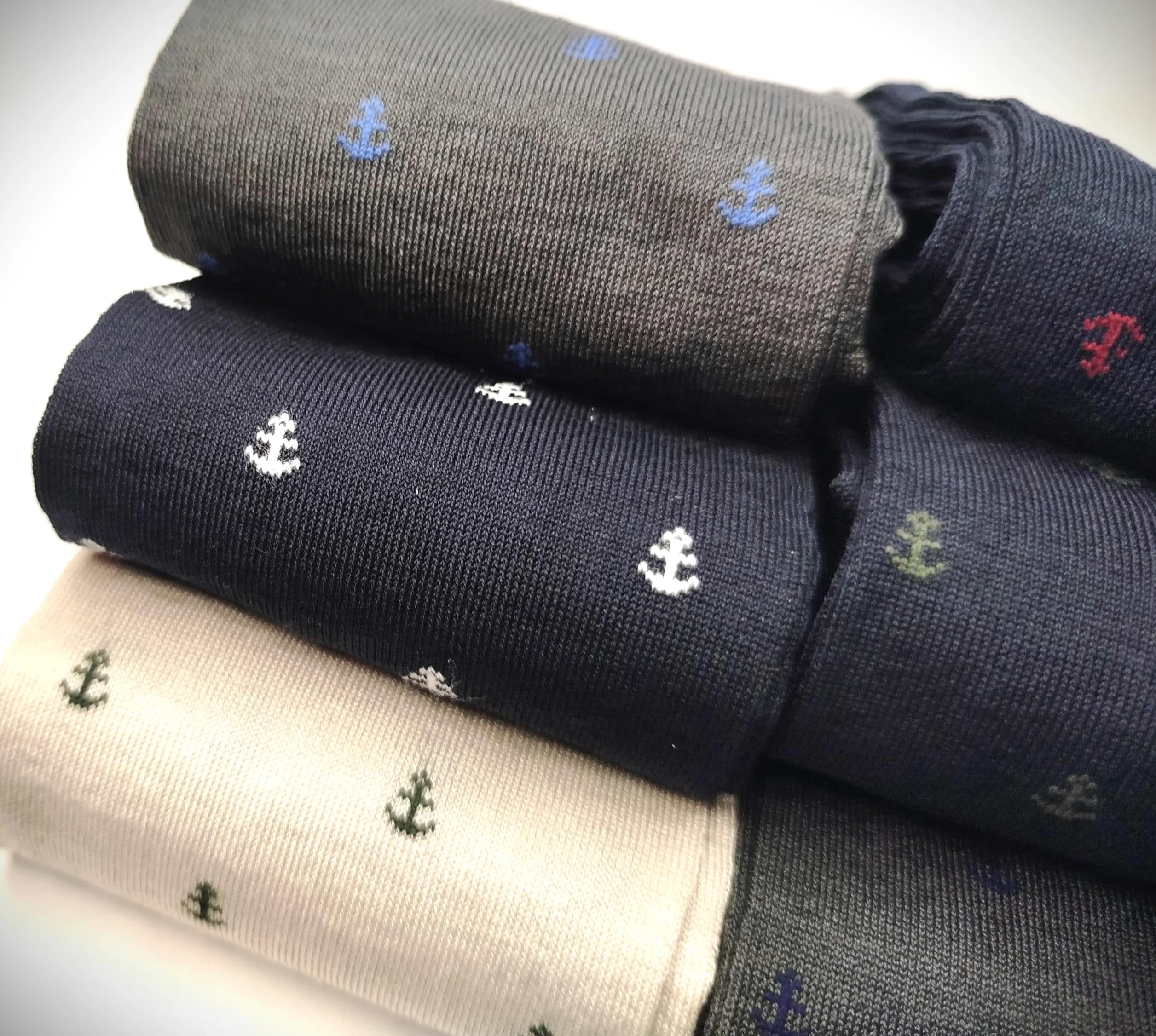 Calcetines largos hombre hilo de Escocia elegantes originales businnes unisex rayas lunares marinero anclas