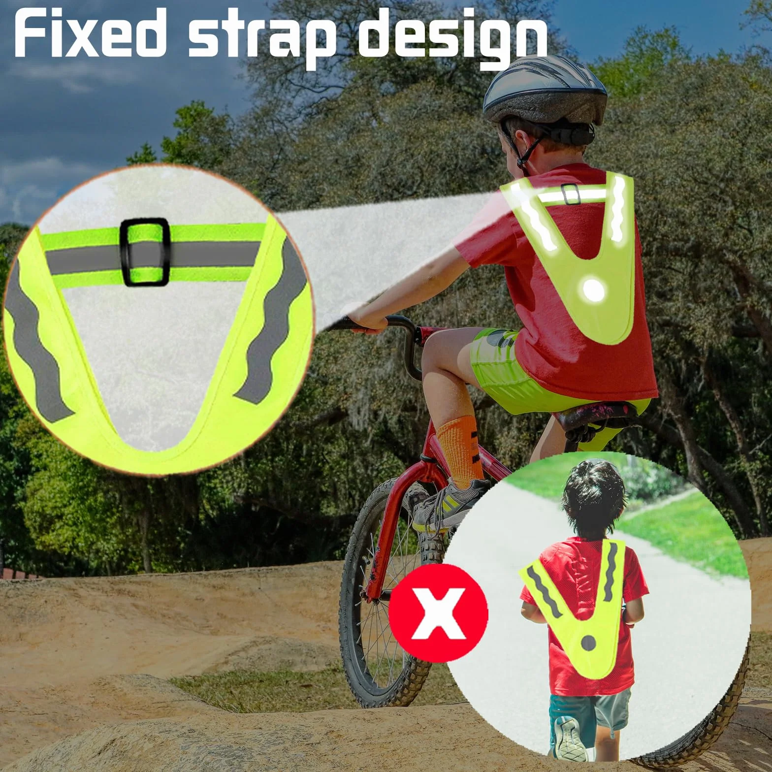 YOUYIKE 2 chalecos reflectantes para niños, en forma de V, amarillo, con bandas elásticas, chaleco luminoso para niños, chaleco reflectante para niños, para correr, ciclismo, carreteras nocturnas (C)