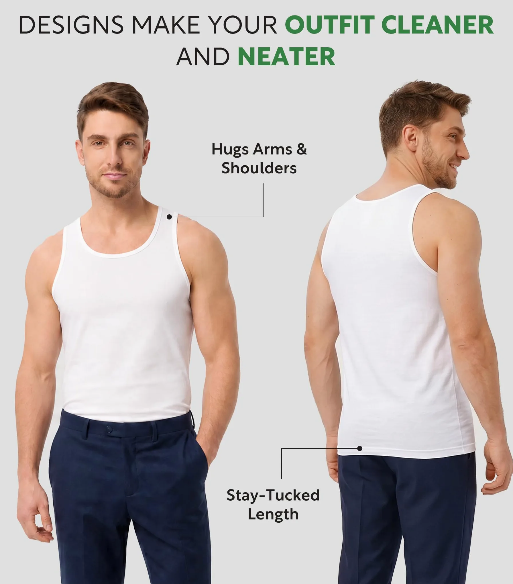 DAVID ARCHY Camiseta interior sin mangas para hombre, de rayón de bambú, absorbe la humedad, paquete de 3 o 5, Paquete de 5 bambú liso - blanco, X-Large