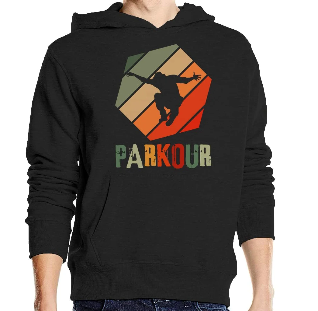 Genérico Parkour Colorful Jump Graphic - Sudadera con capucha unisex en mezcla de algodón, color negro, Negro , XXL