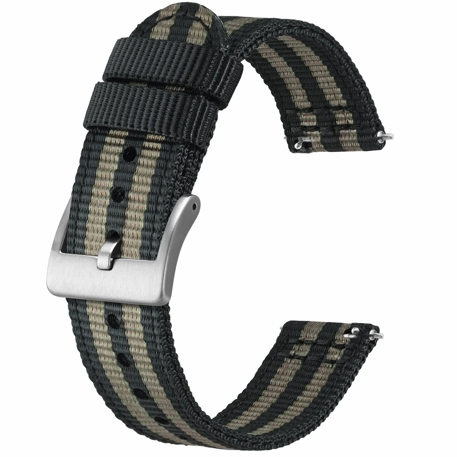 BISONSTRAP Correas de Nailon Militar, Correas de Reloj para Hombres, Liberación Rápida, Hebilla Cepillada, Ancho de Correa 18mm 19mm 20mm 22mm