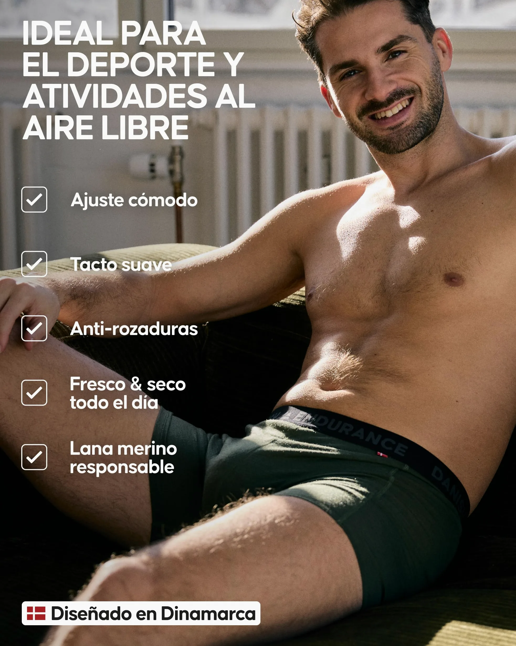 DANISH ENDURANCE Boxer de Lana Merino Hombre, Transpirables, 1 y 2 Pack