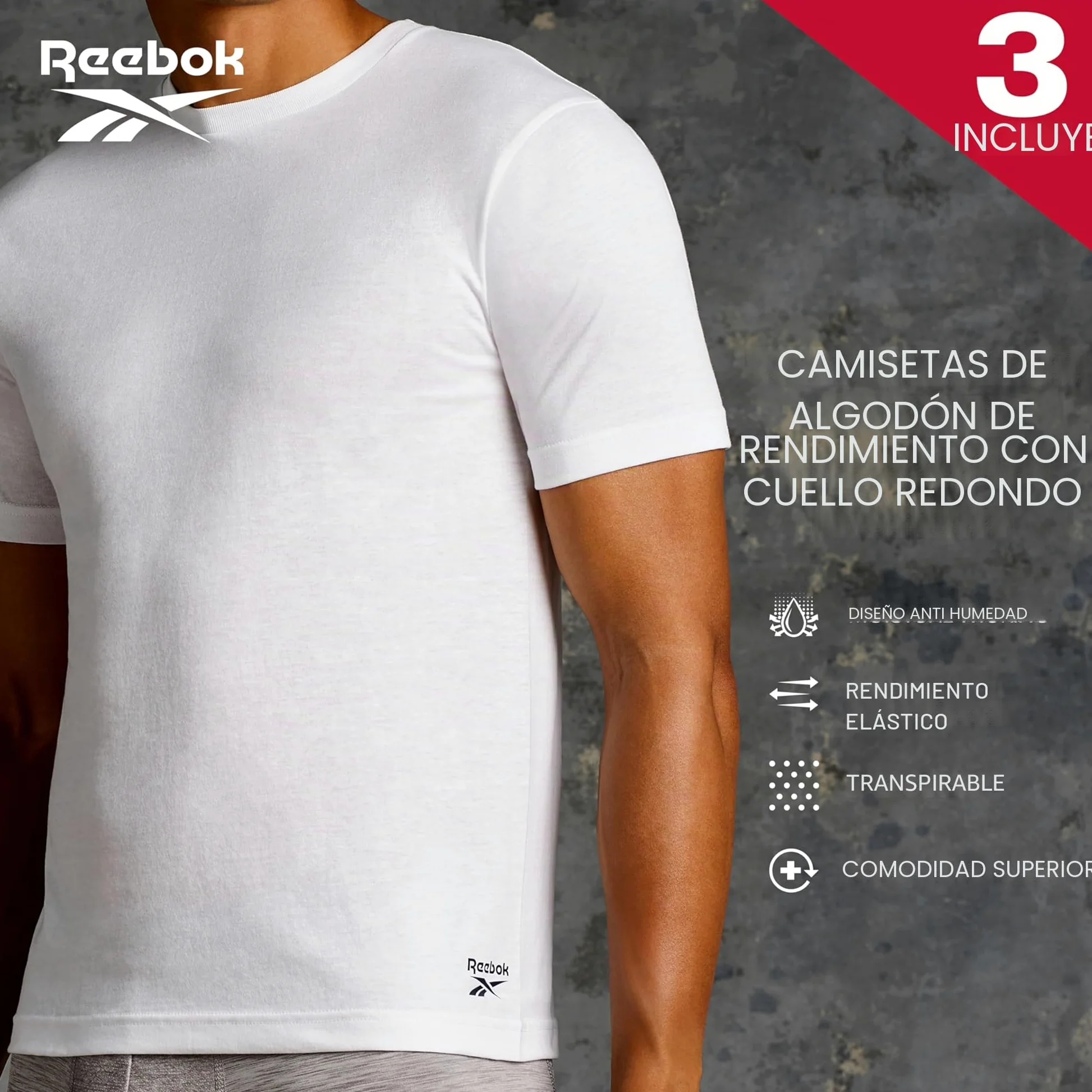 Reebok Santo Camisa Hombre (Pack de 3)