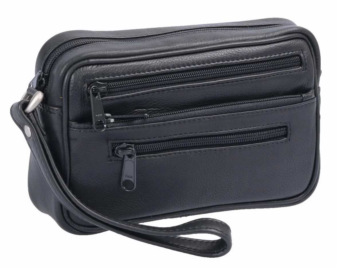 Bolso de piel para hombre de piel de vacuno (126D), color negro, talla única