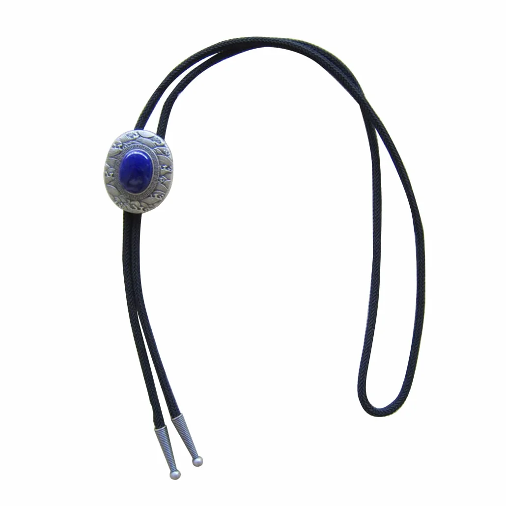 JEANSFRIEND Vintage Silver Plated Handcraft Nature Lapis lazuli Stone Ukiyo-e Oval Bolo Tie Corbata