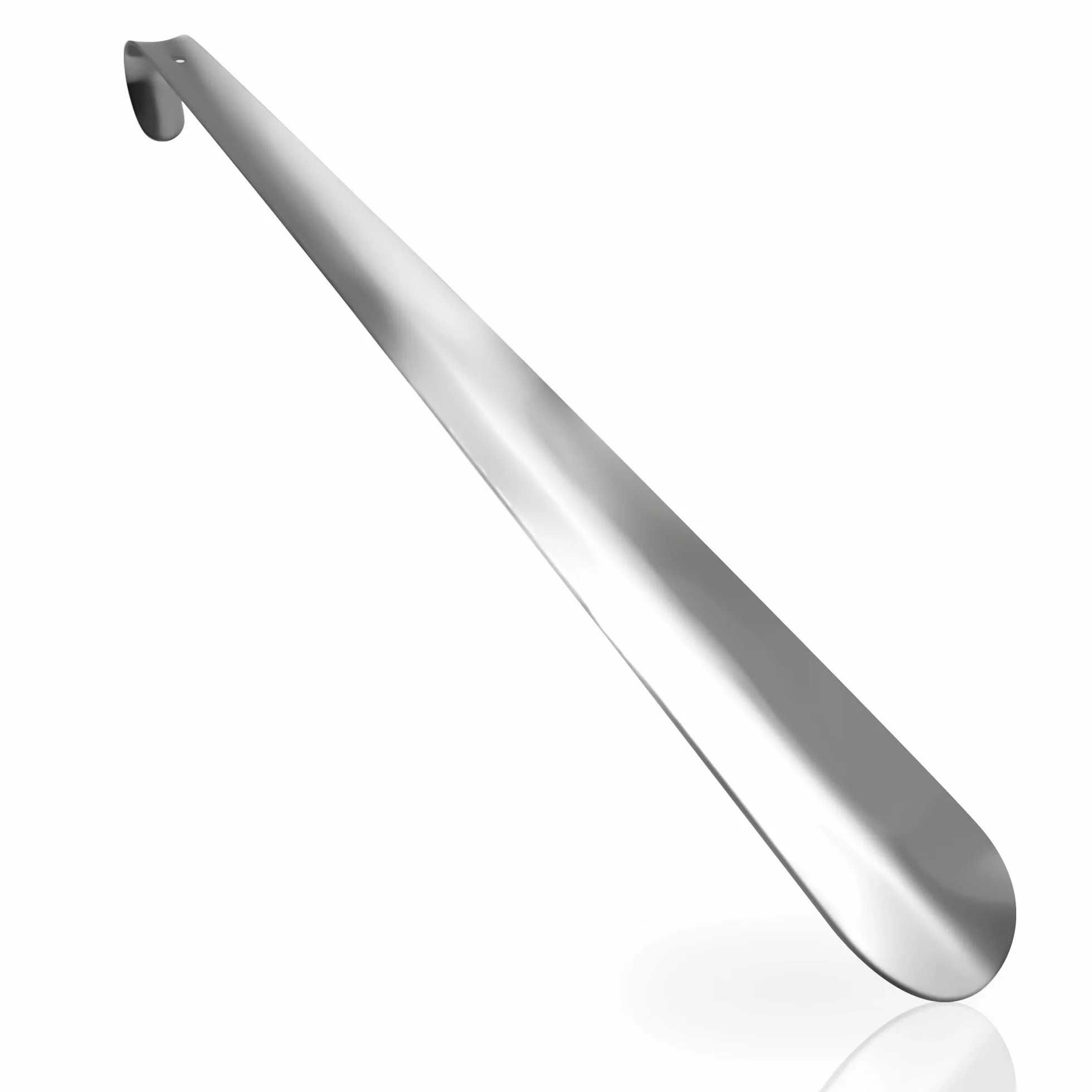 laeeyin Calzador de metal largo 42 cm con agujero colgante, plateado