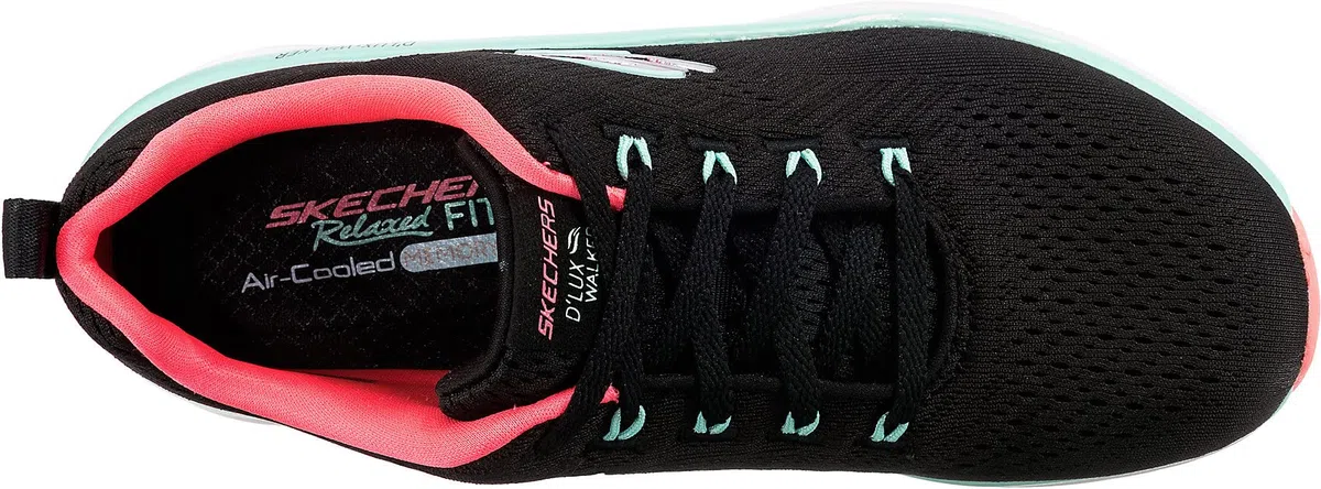 Skechers D'LUX WALKER FRESH FINESSE, Zapatillas para Mujer, Black Mesh/Mint Trim, 41 EU