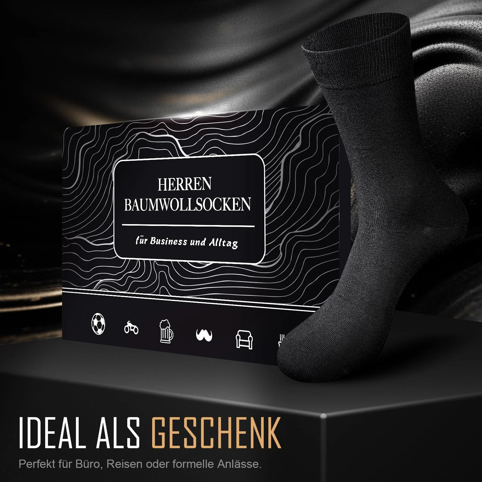Calcetines Hombre–6 Pares Calcetines de Negocios Transpirables, Algodón Puro sin Costuras, Ideal para Trajes, Regalo para Hombre, Uso Diario y Casual