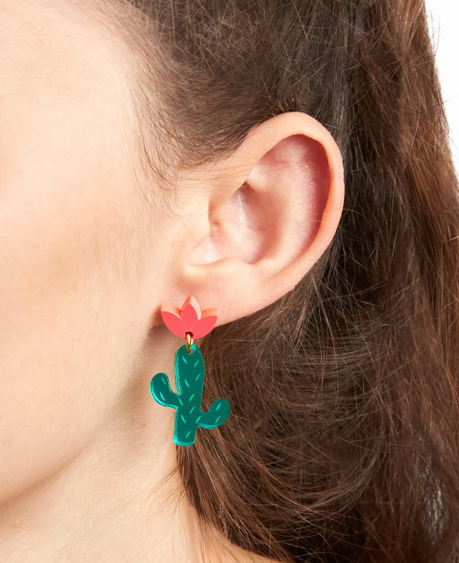 Pendientes Cactus Mujer Acero Metacrilato Regalo