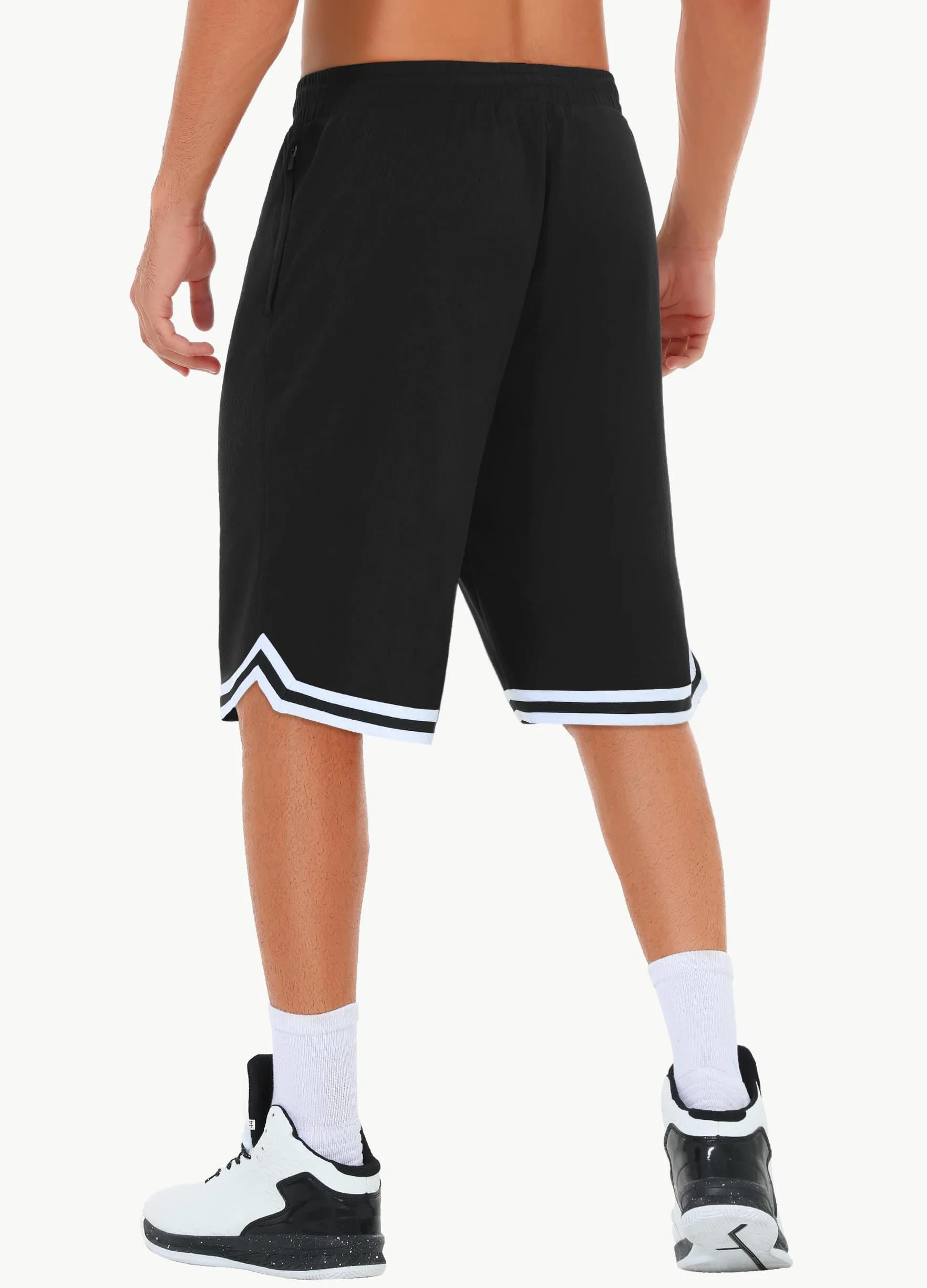 JWM Pantalones cortos de baloncesto para hombre de 11 pulgadas con bolsillos con cremallera, pantalones cortos deportivos de malla ligera de secado rápido para entrenamiento y correr