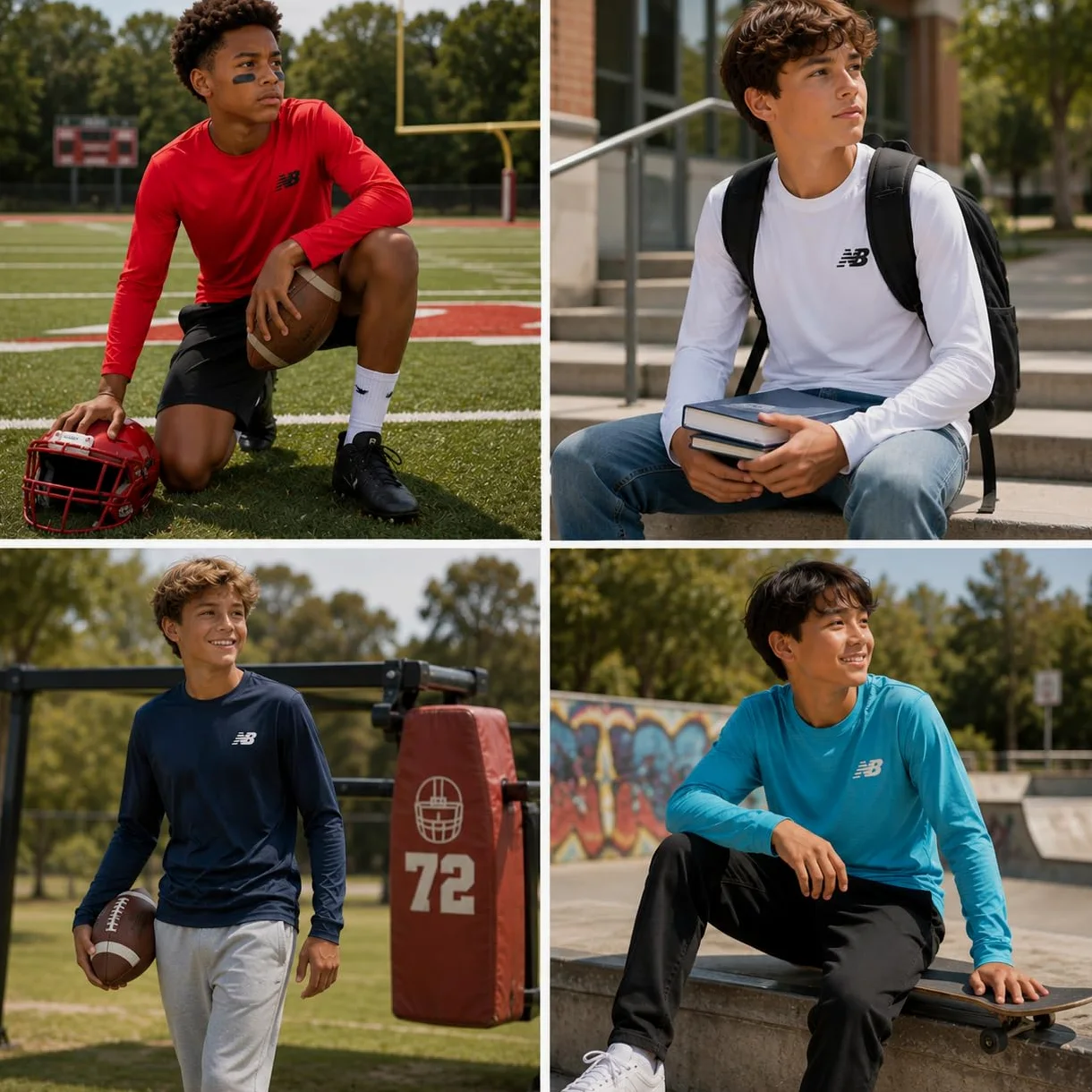 New Balance Boys' T-Shirt - Thermal Waffle Knit Long Sleeve Shirt (Size: 4-20), Size 14/16, Red