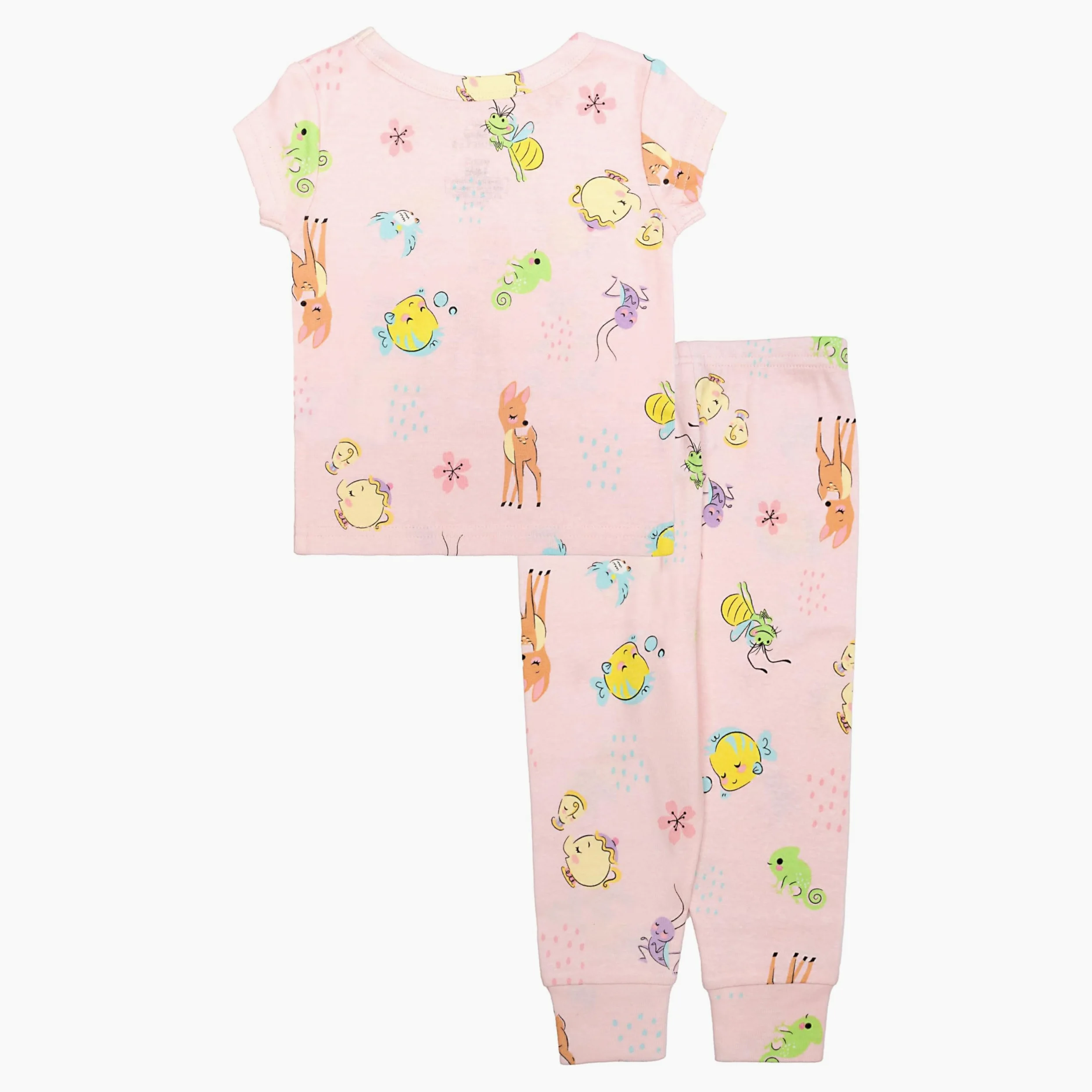 Disney Conjunto de pijama de algodón de 2 piezas, suave y bonito para niños, conjunto de pijama para niñas