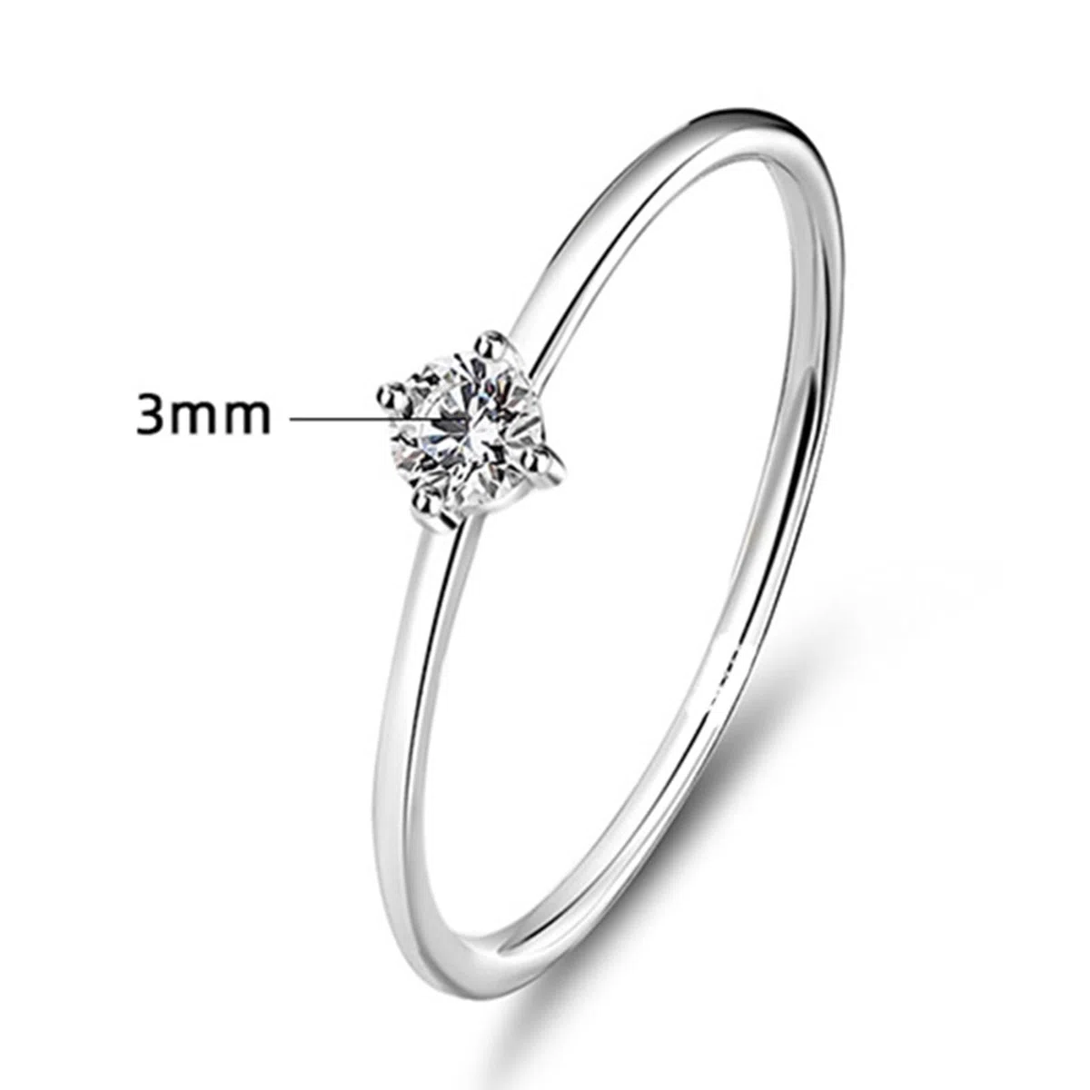 Anillo de compromiso de oro blanco de 9 K/14 K/18 K/Platino 950 para novia, anillo de compromiso 3 x 3 mm diamante blanco 0,16 ct