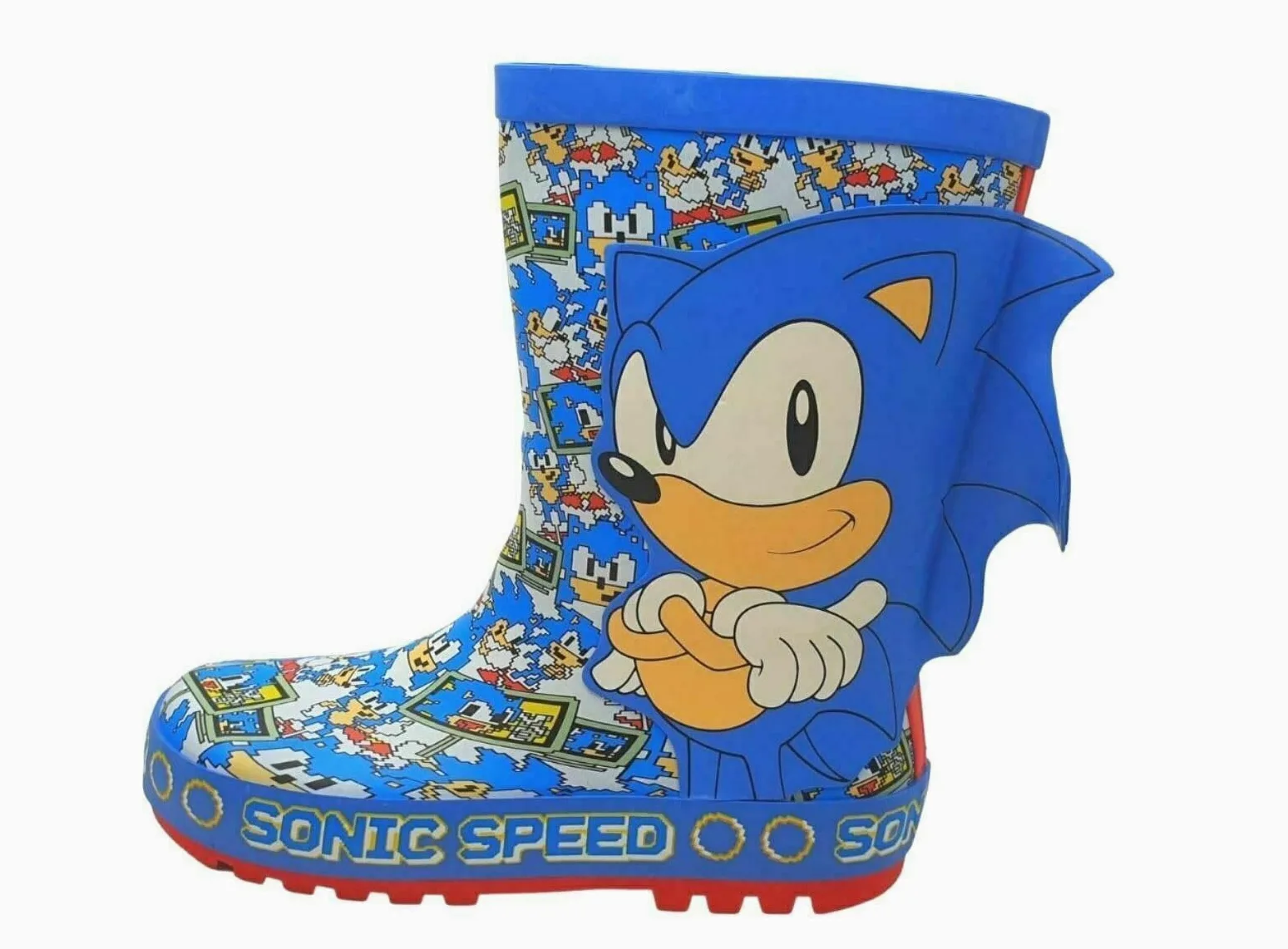 Sonic The Hedgehog Botas de lluvia de goma azul para niños