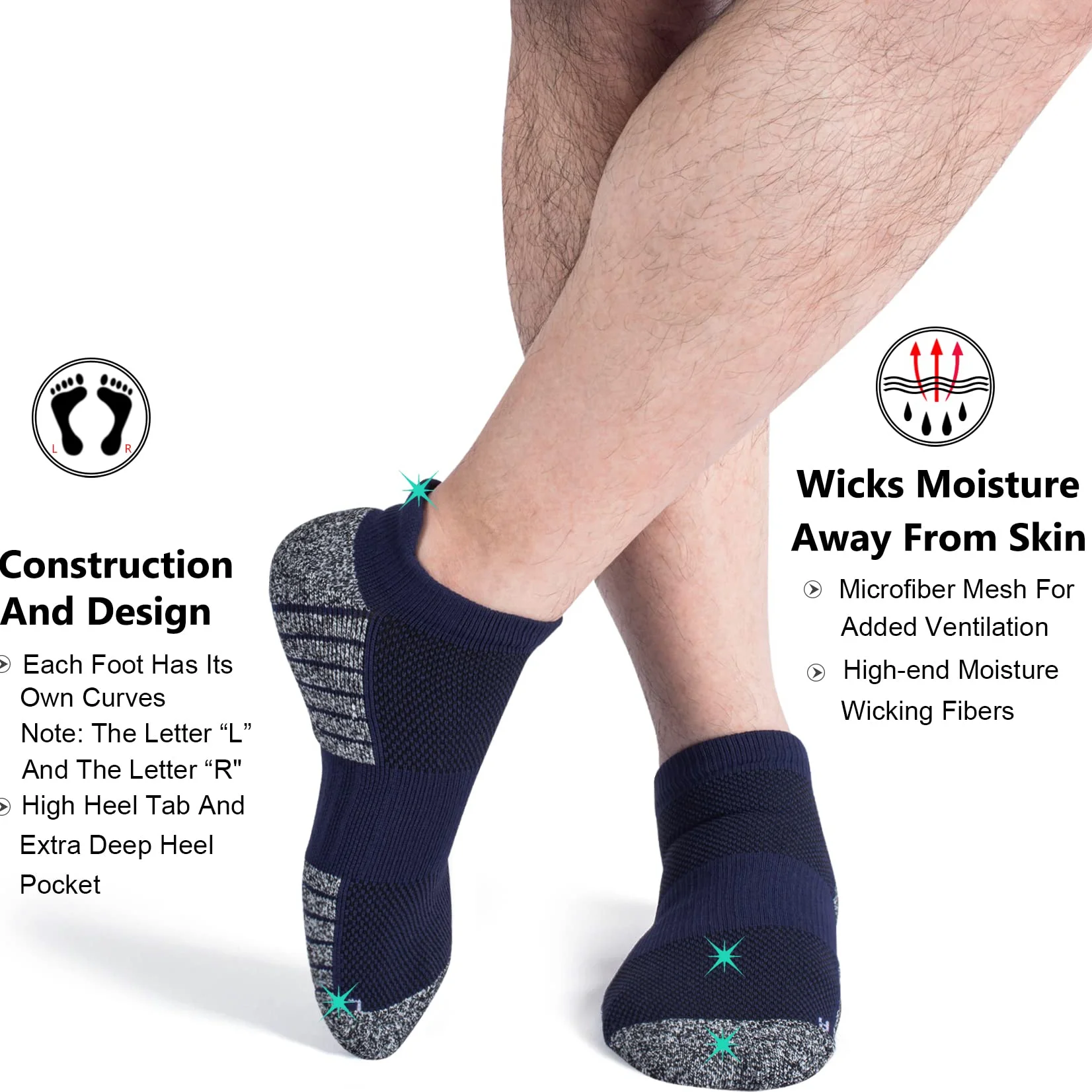 SITOISBE - Calcetines de compresión deportivos invisibles para hombres y mujeres, paquete de 4/8