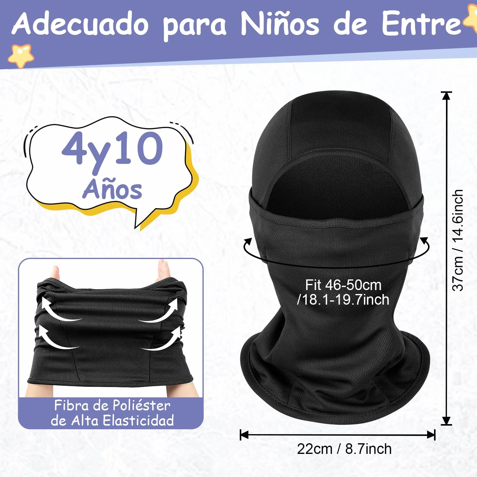 Kiiwah Pasamontañas Niños Multifuncional Máscara de Ciclismo Transpirable Gorro con Calentador de Cuello