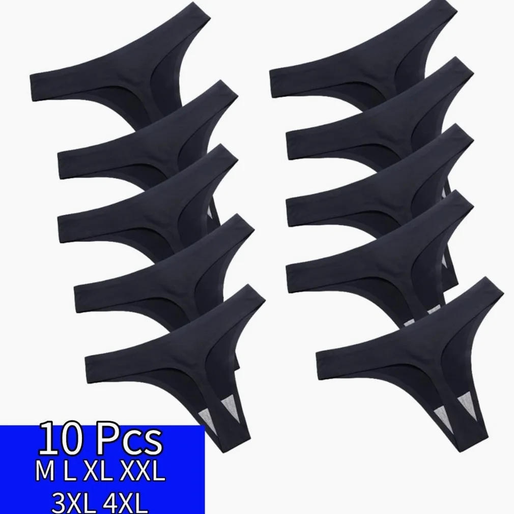 keusyoi 10 piezas de ropa interior sexy de seda fina tanga talla grande negro rojo señoras tangas bragas