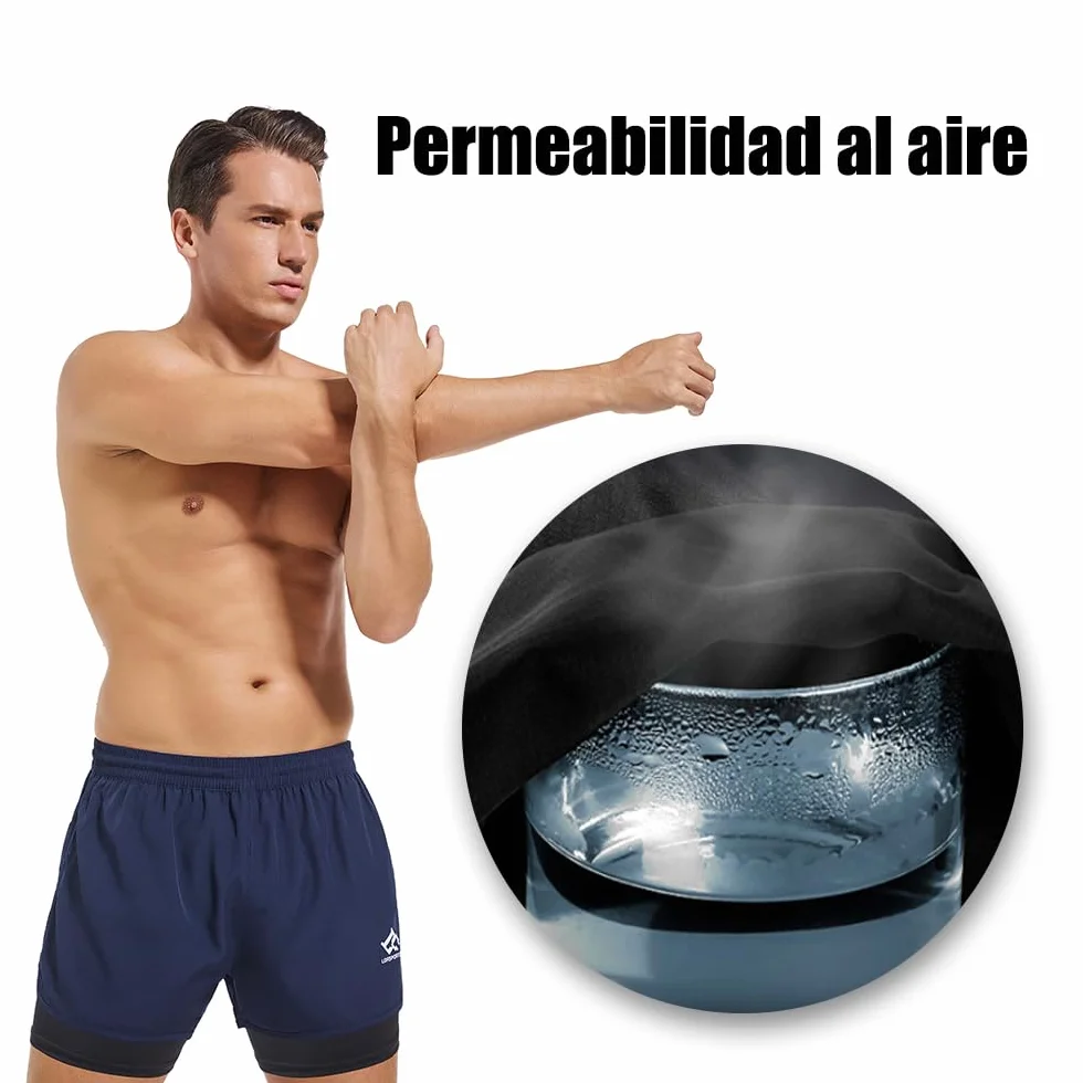 Pantalones Cortos de Running 2 en 1 para Hombre Fitness Entrenamiento maratón al Aire Libre Hombre