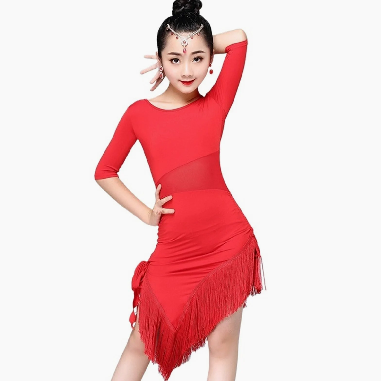 Traje de entrenamiento baile latino, manga corta, formulario calificación for práctica competición Ropa adecuada para patinaje latino y artístico