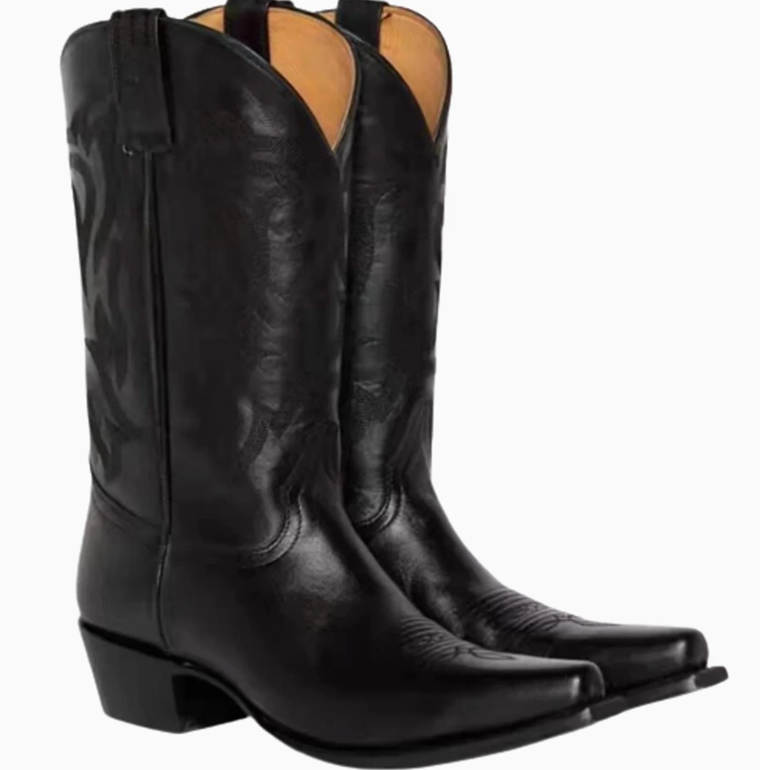 Botas de Mujer, Botas de Vaquero Bordadas Occidentales con Punta Puntiaguda, Botas Retro, Tacones Cuadrados, Botas de Tubo Medio sin Cordones de Talla Grande 45