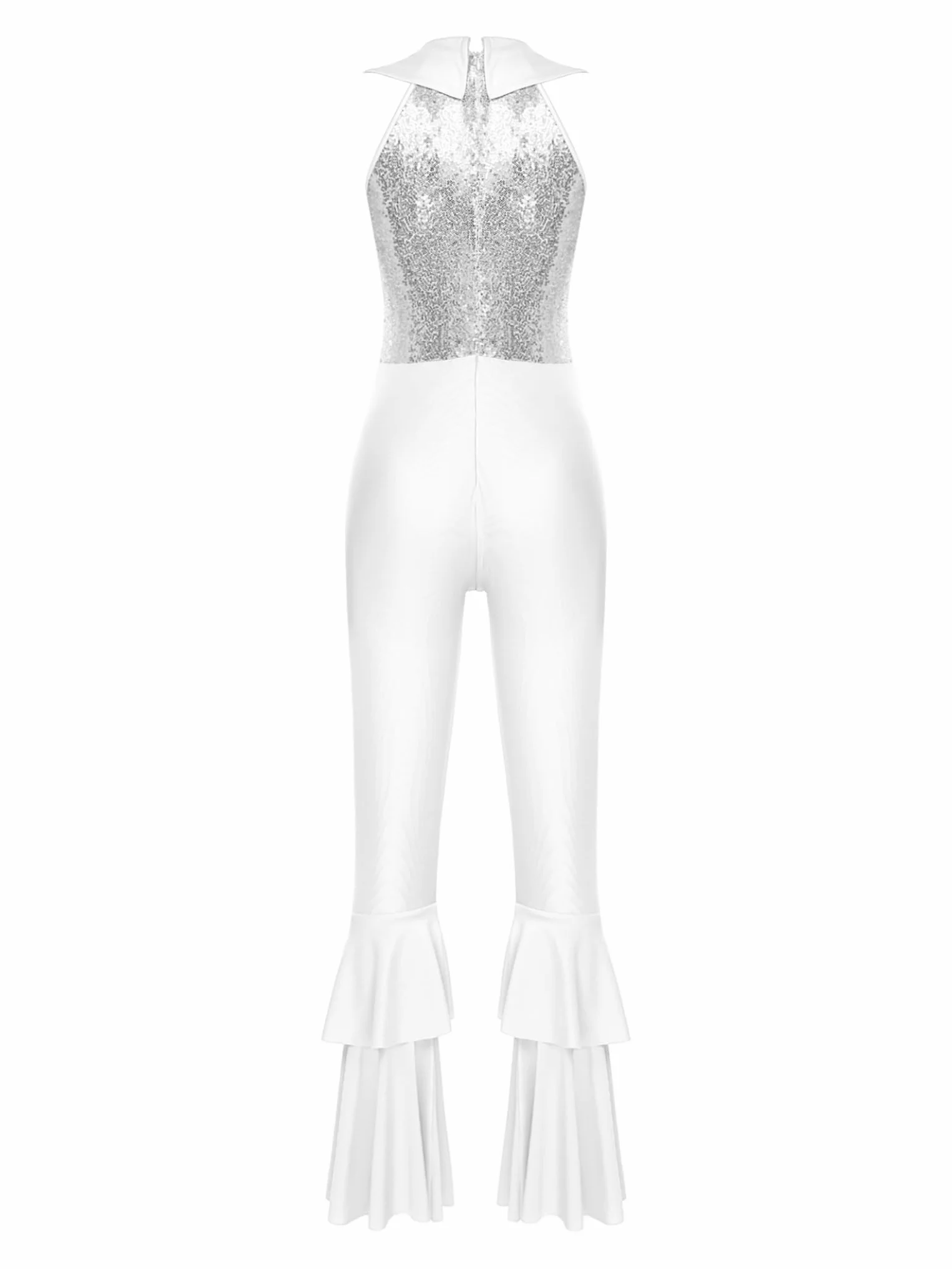 Disfraz Diva Disco Hedmy Mono Lentejuelas Baile Mujer sin Manga Enterizo Acampanado Cremallera Solapa S-4XL