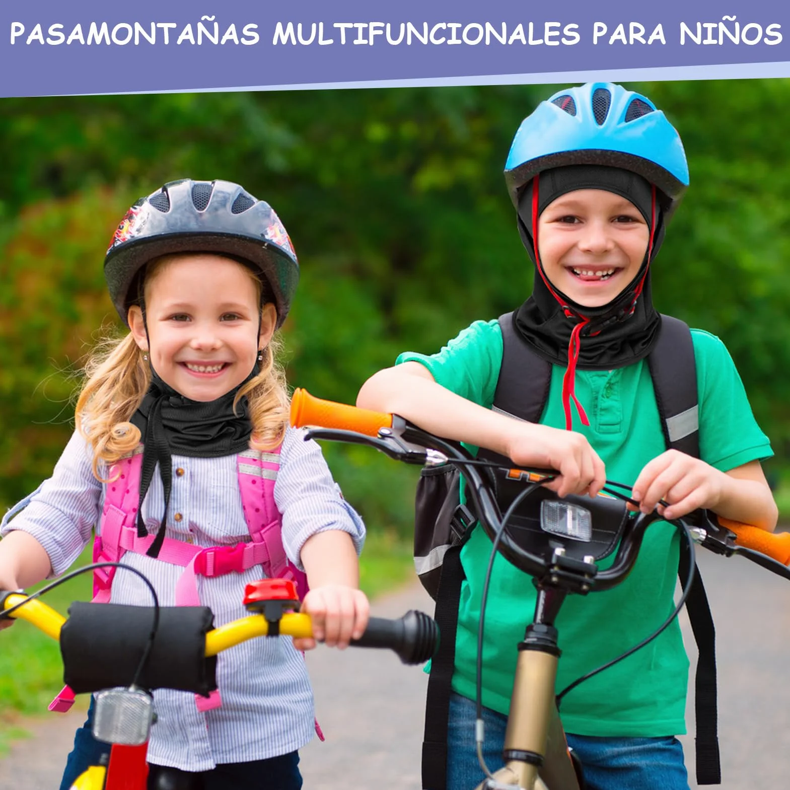 Kiiwah Pasamontañas Niños Multifuncional Máscara de Ciclismo Transpirable Gorro con Calentador de Cuello