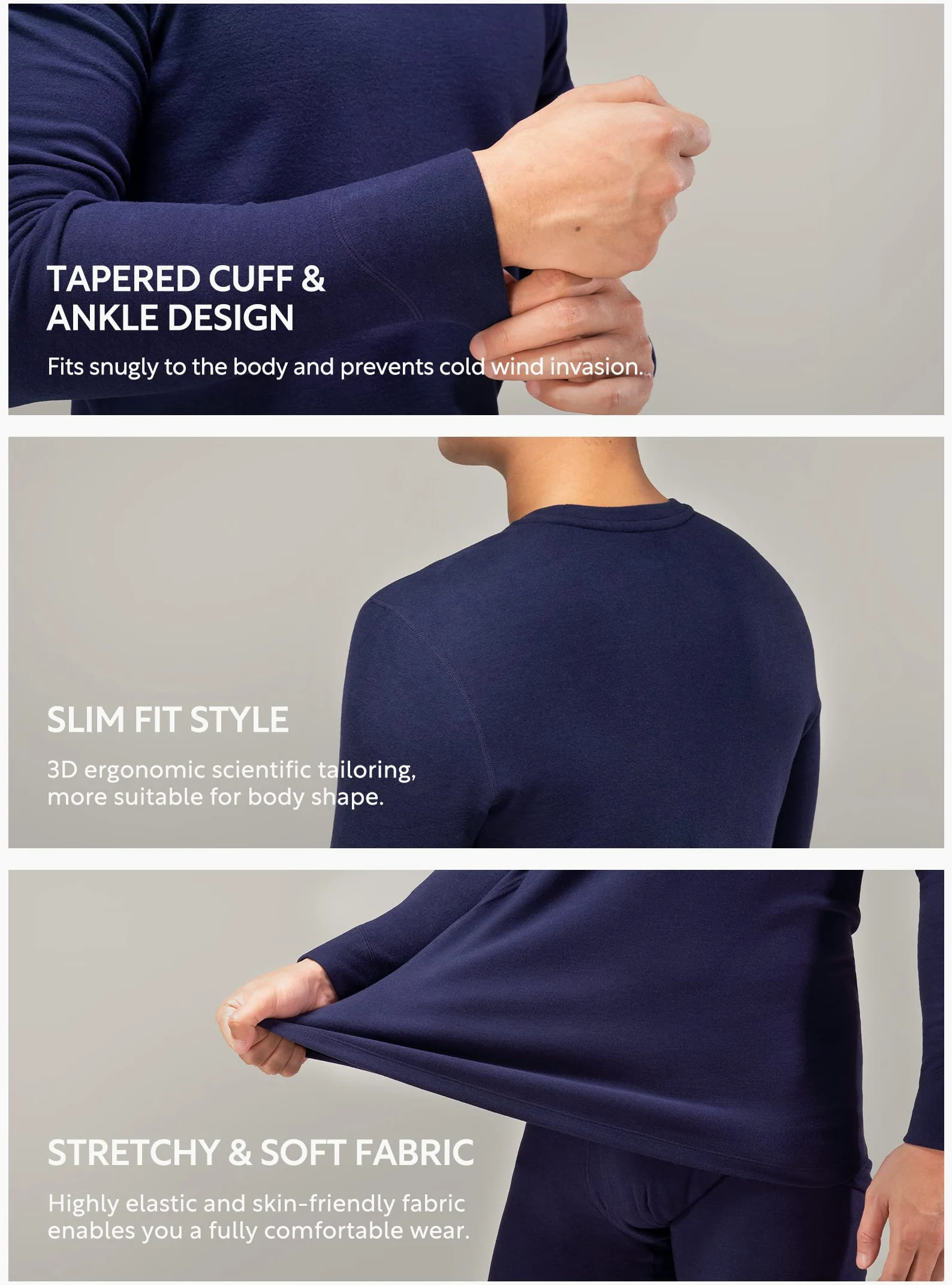 DAVID ARCHY Pantalones térmicos para Hombre Calzoncillos Largos, Ropa Interior térmica para Hombre, Pantalones con diseño de Mosca abiert