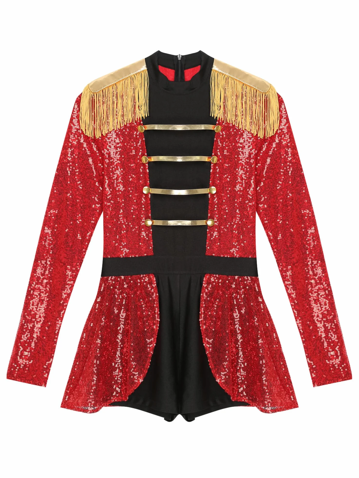 Alvivi Maillot de Domadora Circo con Borlas para Mujer Mono Lentejuelas Danza Patinaje Disfraz Carnaval S-4XL
