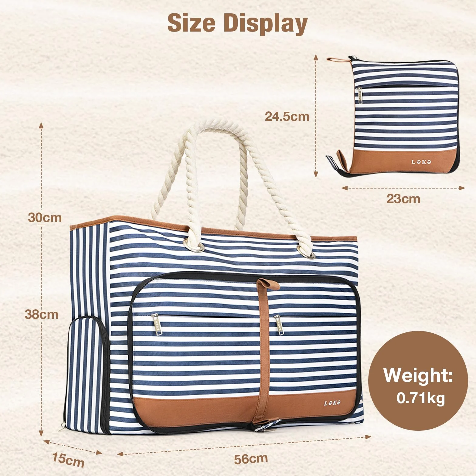 Bolsa de Playa Grande XXL con Cremallera para Mujer, Bolso Familiar Impermeable y Plegable, Tote Bag con Compartimento Húmedo, Zapatos y 8 Bolsillos