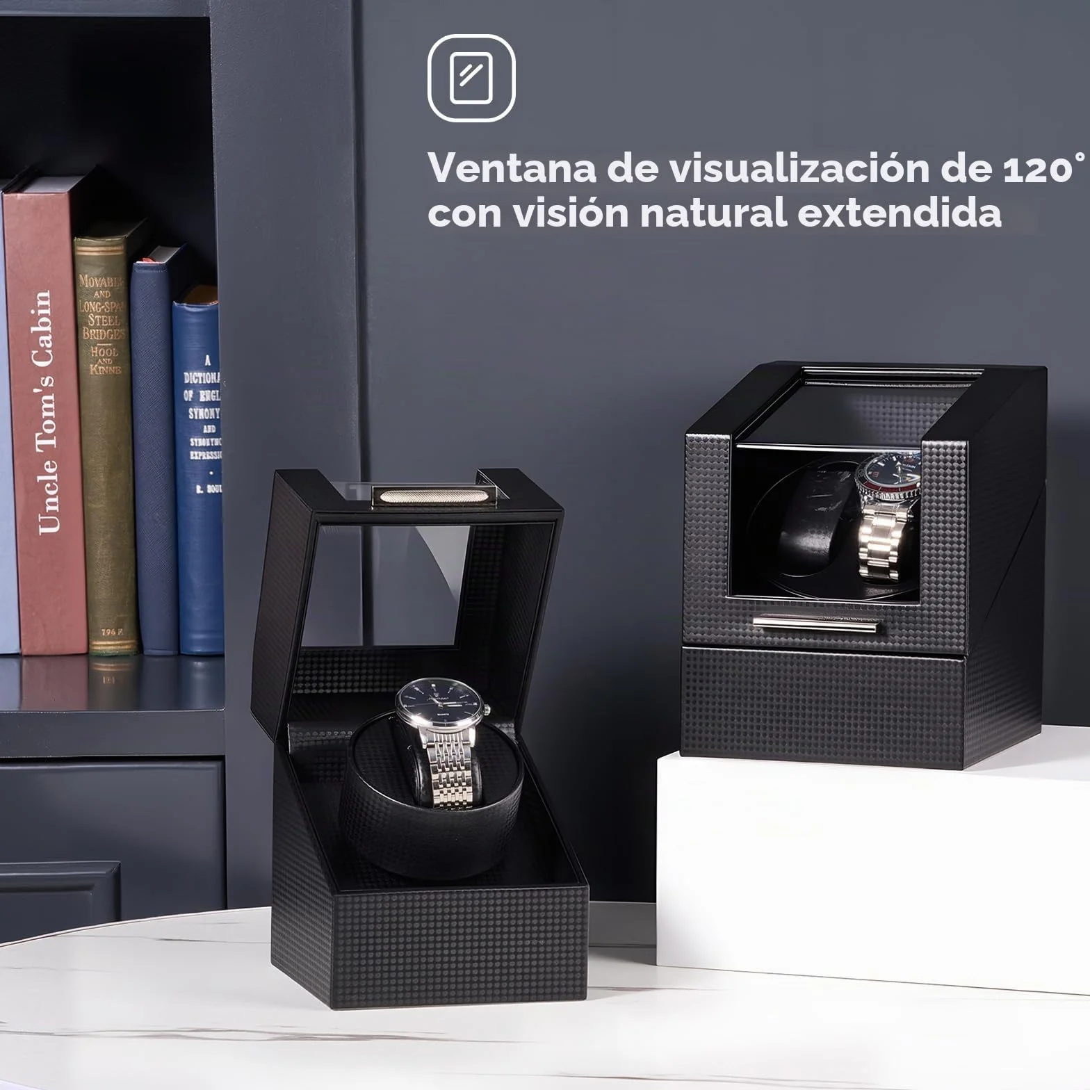 ProCase Enrollador de relojes automáticos caja giratoria 2 ranuras motor silencioso