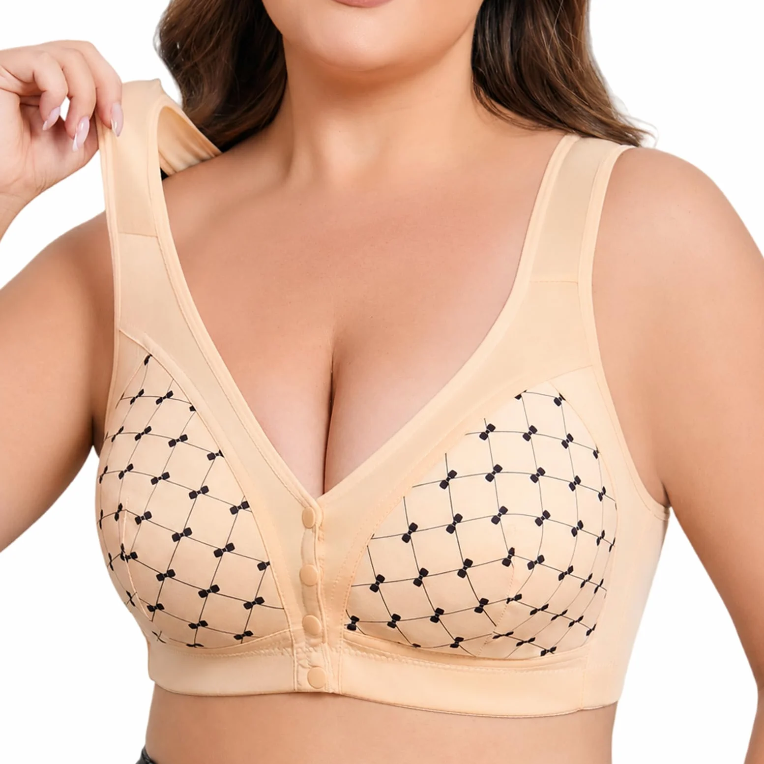 Práctico Juego De 4 Ropa Interior Mujer Sujetador Cierre Delantero Top Lactancia Algodon Sujetadores Sin Aros Comodos Reductores Talla Grande Postoperatorio Pecho