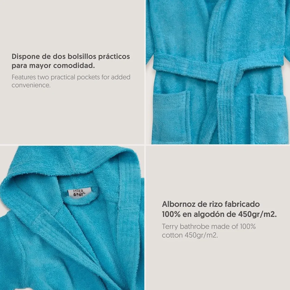 Interbaby Albornoz Liso Unisex Infantil Bebé-Niños