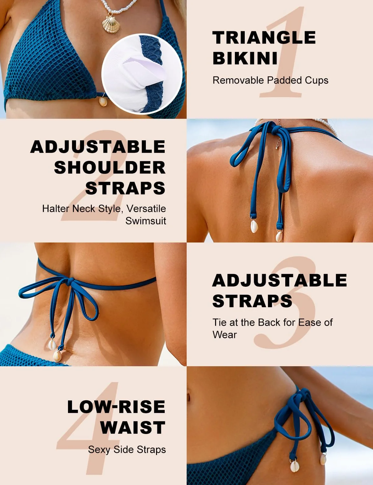 Triángulo Bikinis Mujer Brasileño Sexy Traje de Baño de Dos Piezas Push Up Ajustable