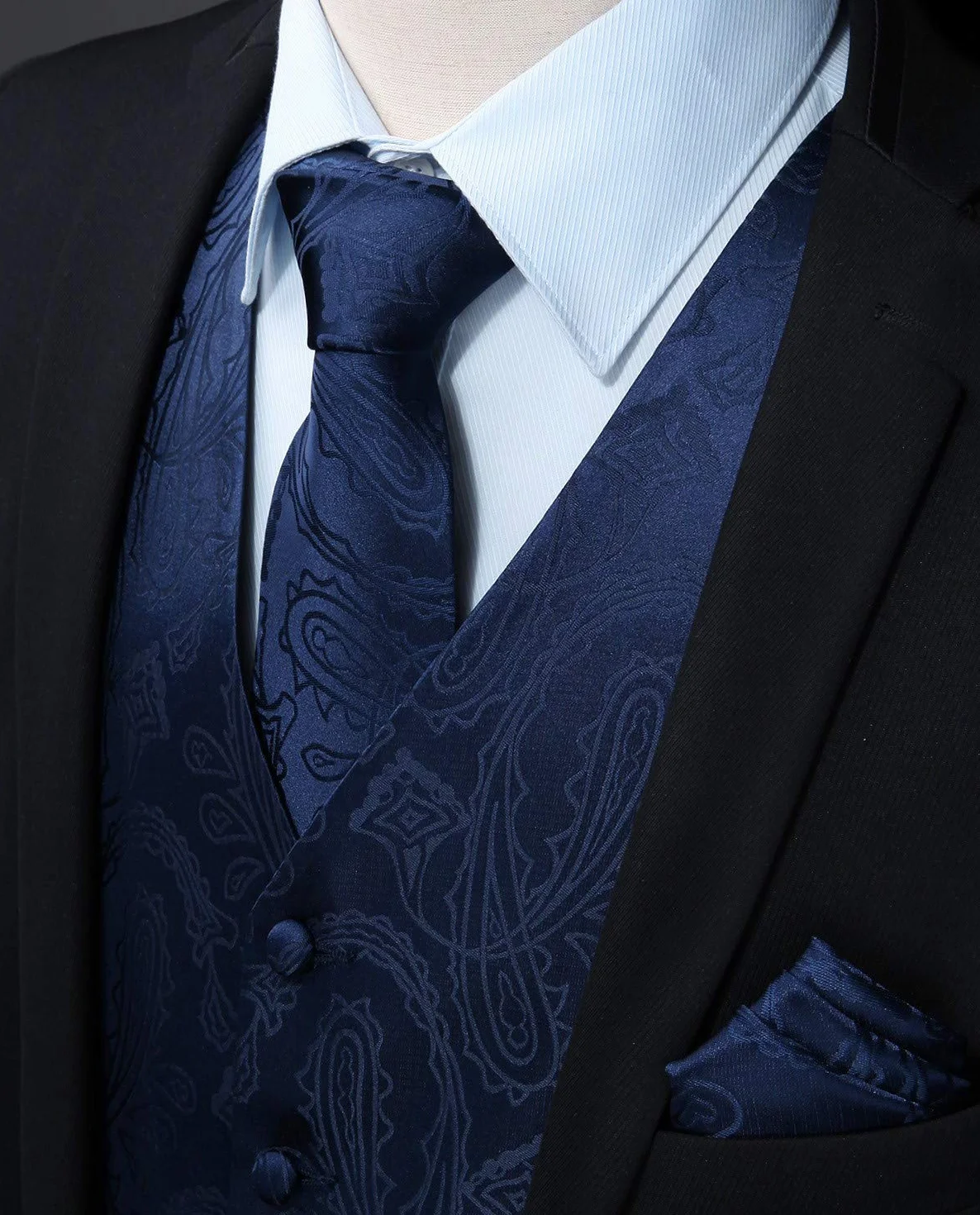 Chaleco y corbata floral jacquard paisley para hombre