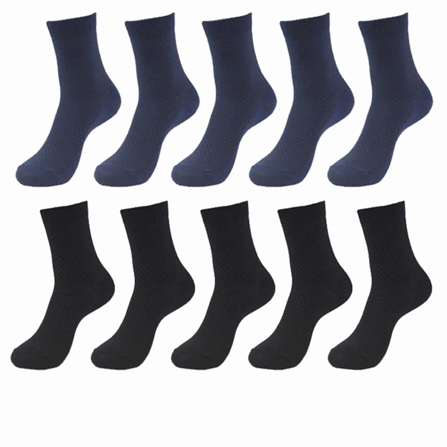 UKKO Calcetines de Hombre 10 Pares De Calcetines para Hombres De Fibra Transpirable De Calcetines Desodorantes Hombres Largo Tamaño Grande EUR 38-46-5 Black 5 Navy,EUR 38-44(Us 6-10)