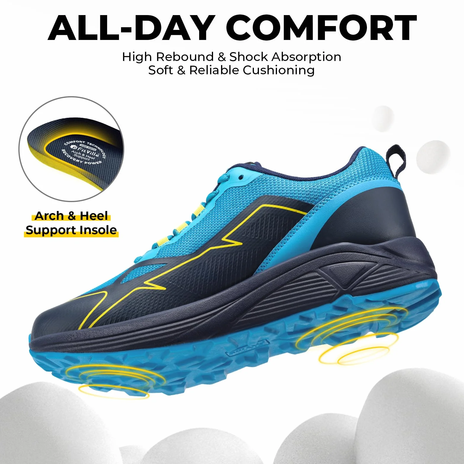 FitVille Zapatillas Ancho Trail Running Hombre Zapatos Caminar Montaña Antideslizantes Deporte Trekking