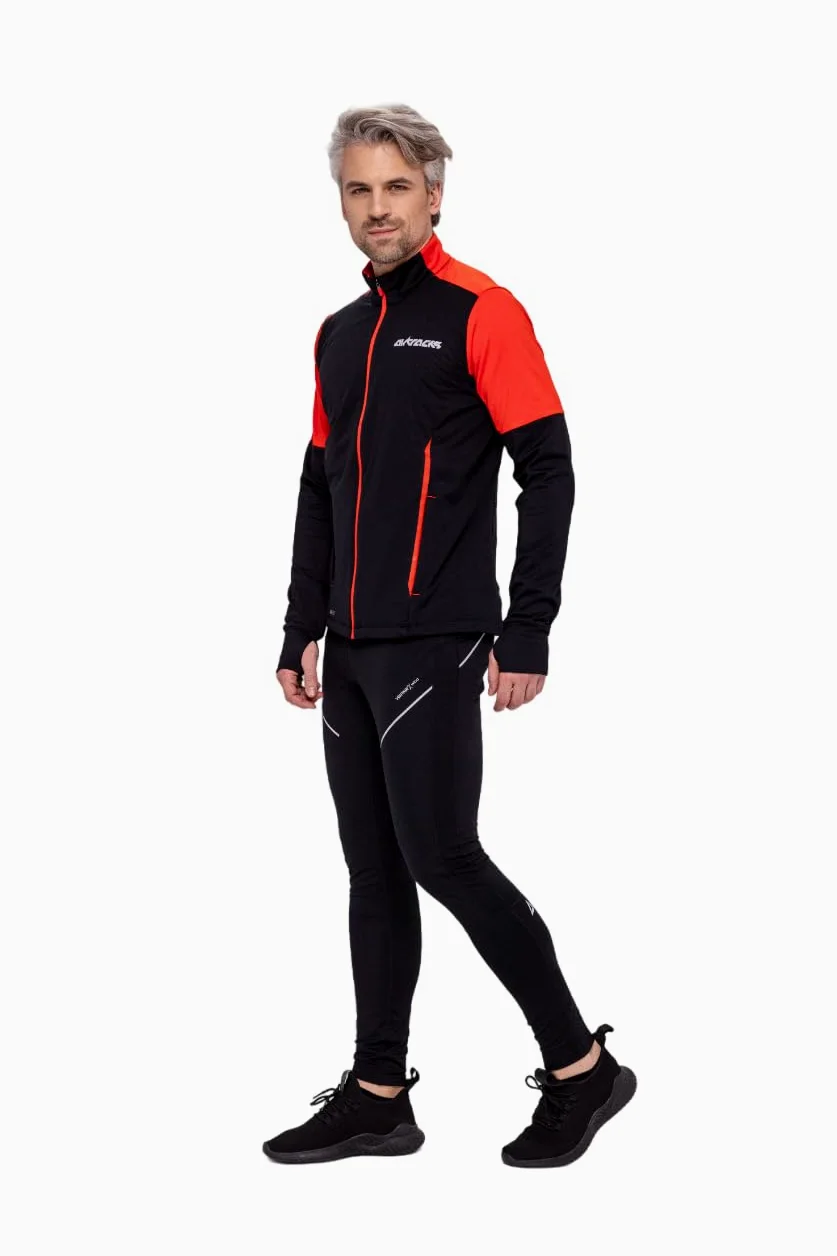 Airtracks Camiseta de manga larga para hombre de invierno, manga larga, térmica, de forro polar, resistente al viento, transpirable, reflectante, cremallera completa