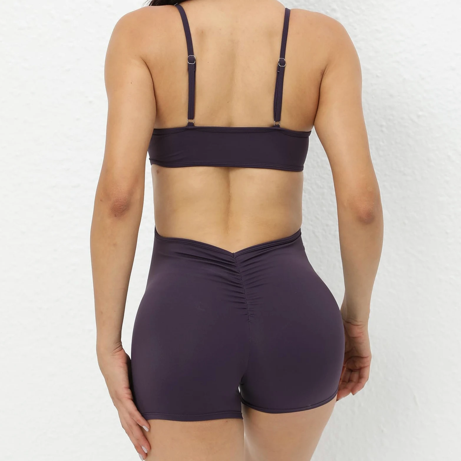 Mono de Yoga Sexy para Mujer - Body sin Mangas con Tiras y diseño sin Espalda, Mameluco Ajustado sin Costuras en Estilo Pantalones Cortos