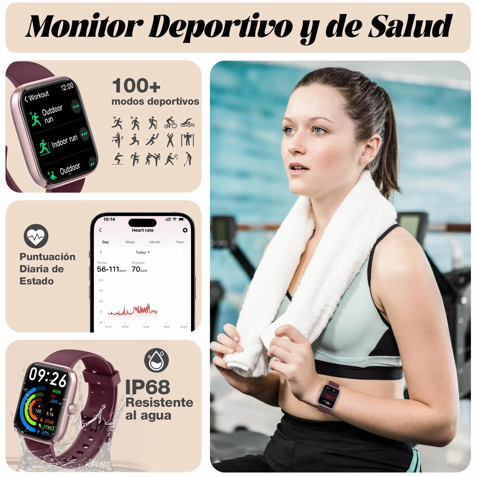 Smart Watch for Men Women with Bluetooth Call, Alexa Built-in, WhatsApp Notifications, Fitness Tracker with Heart Rate/SpO2/Sleep/Pedometer, 1.83" DIY Dial, 100+ Sports Modes, IP68 for Android iOS