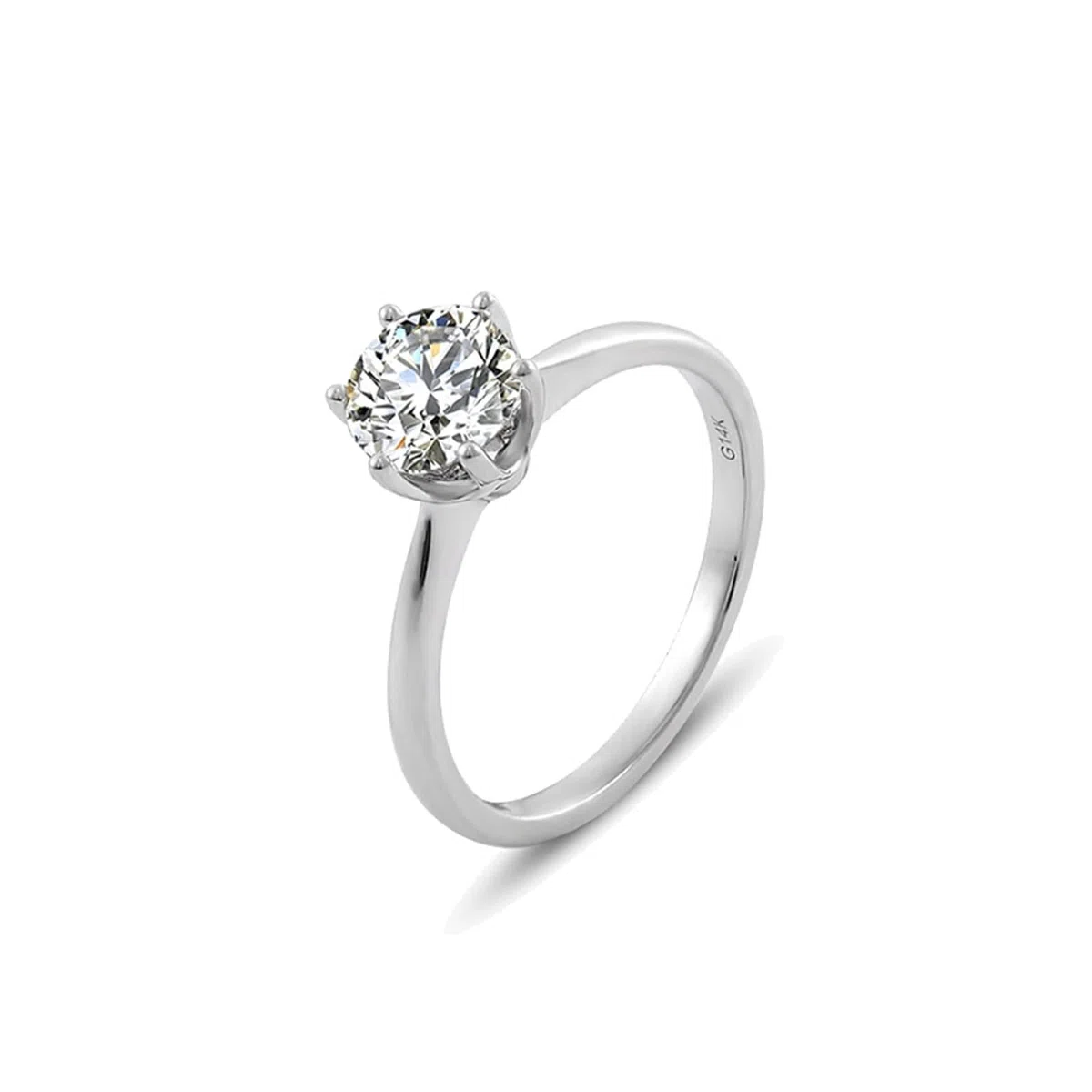 Anillo de compromiso para mujer, delicado anillo de boda, oro blanco de 9 quilates, moissanita, solitario con moissanite de 1 ct, talla 45 (14,3), popular para el aniversario de la madre